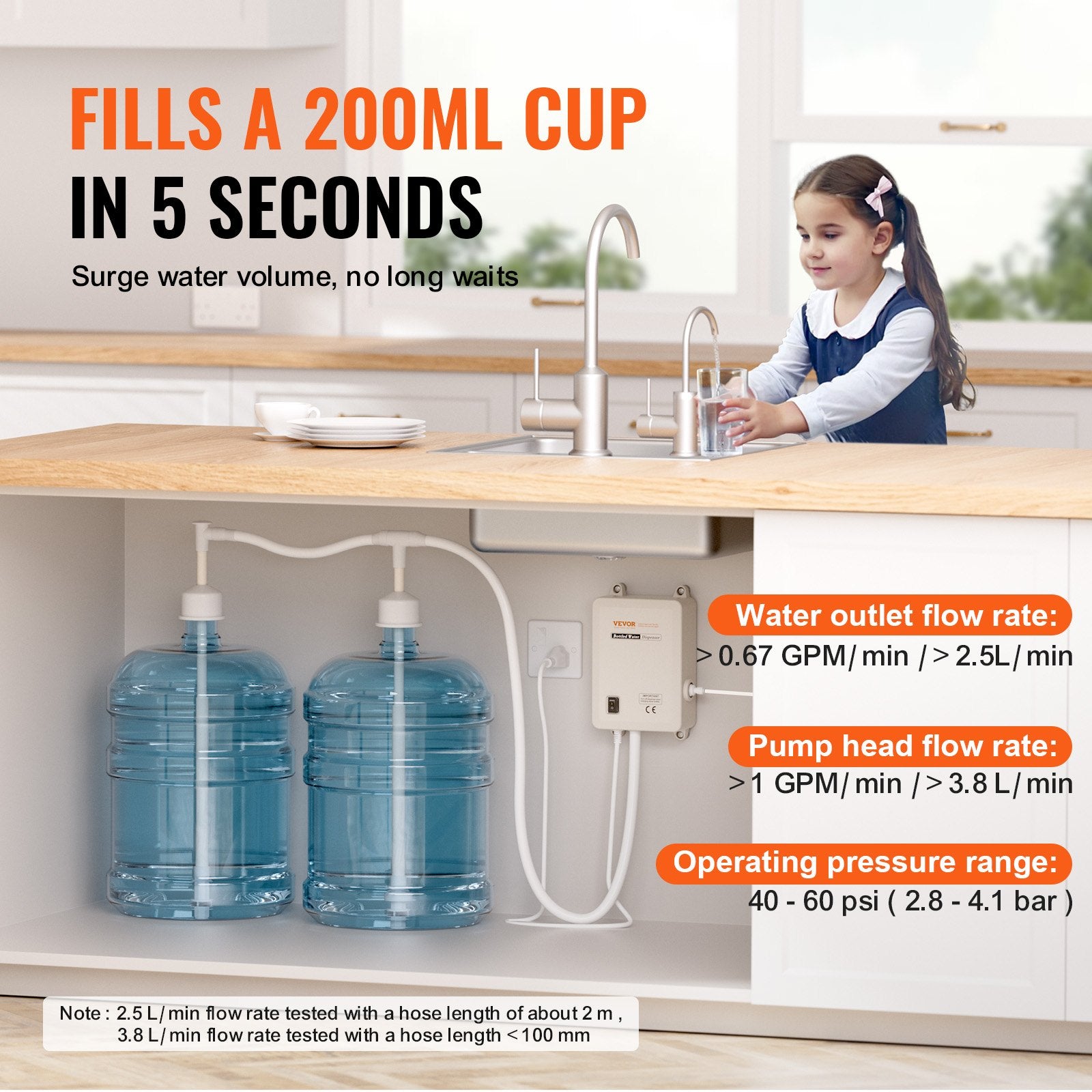 Bottled Water Dispenser Pump System 2x5 Gallon Automatic Electric