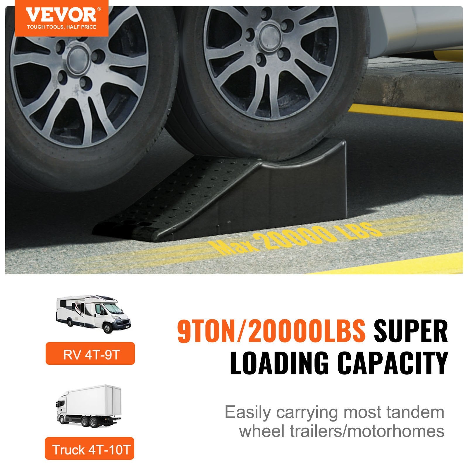 Car Ramp 1-Piece 20000LBS 9 Ton 5.5 Inch Lift Tire for Vehicle Maintenance