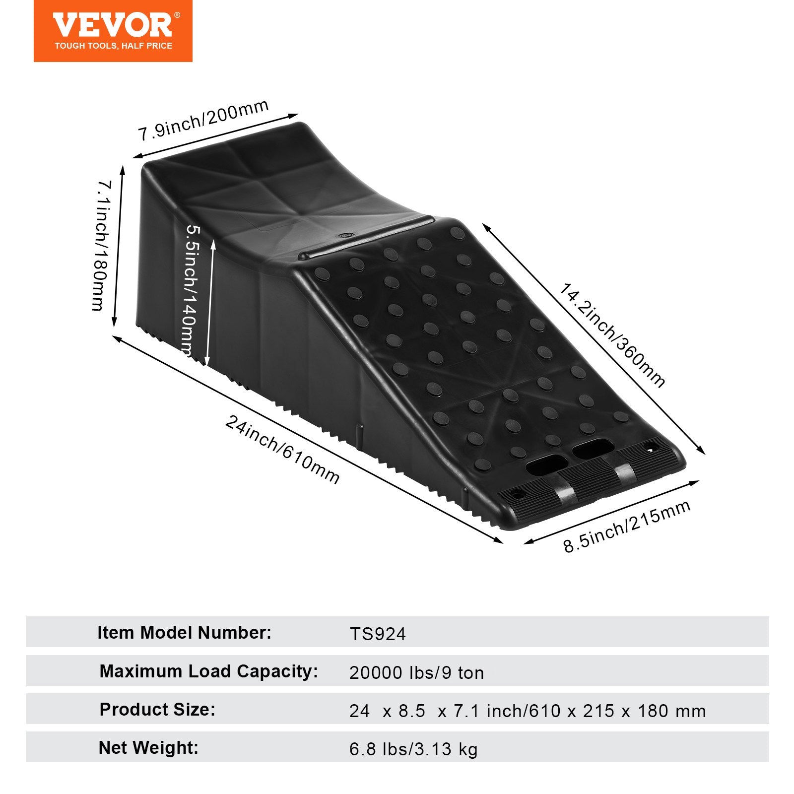 Car Ramp 1-Piece 20000LBS 9 Ton 5.5 Inch Lift Tire for Vehicle Maintenance
