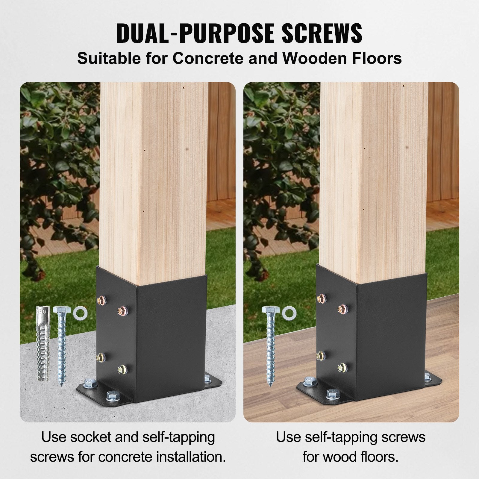 101.6x101.6mm Post Base 4pcs Heavy Duty Powder-Coated Matte Black Wood Brackets