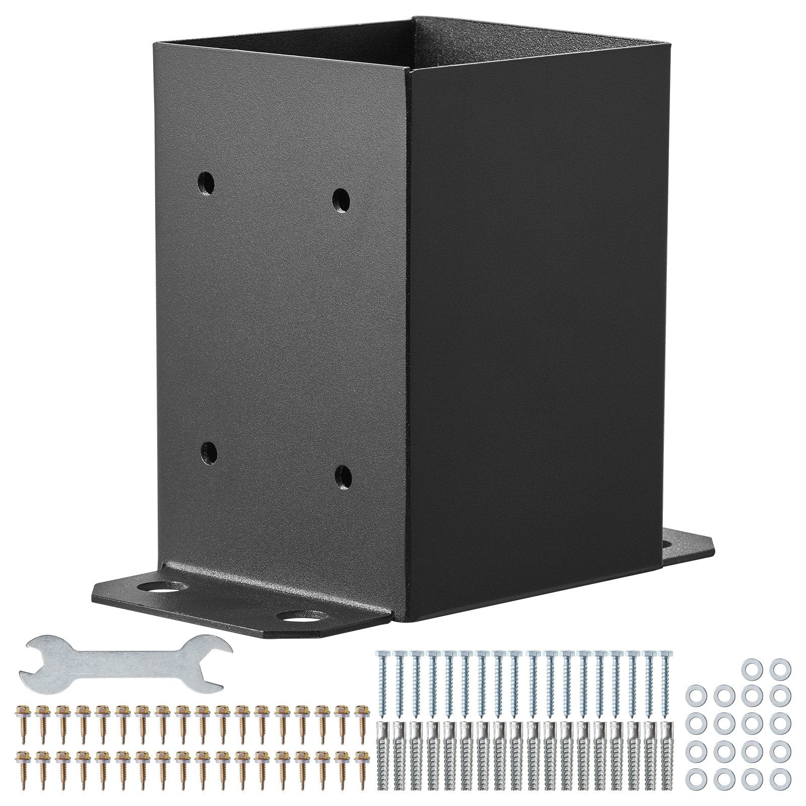 101.6x101.6mm Post Base 4pcs Heavy Duty Powder-Coated Matte Black Wood Brackets