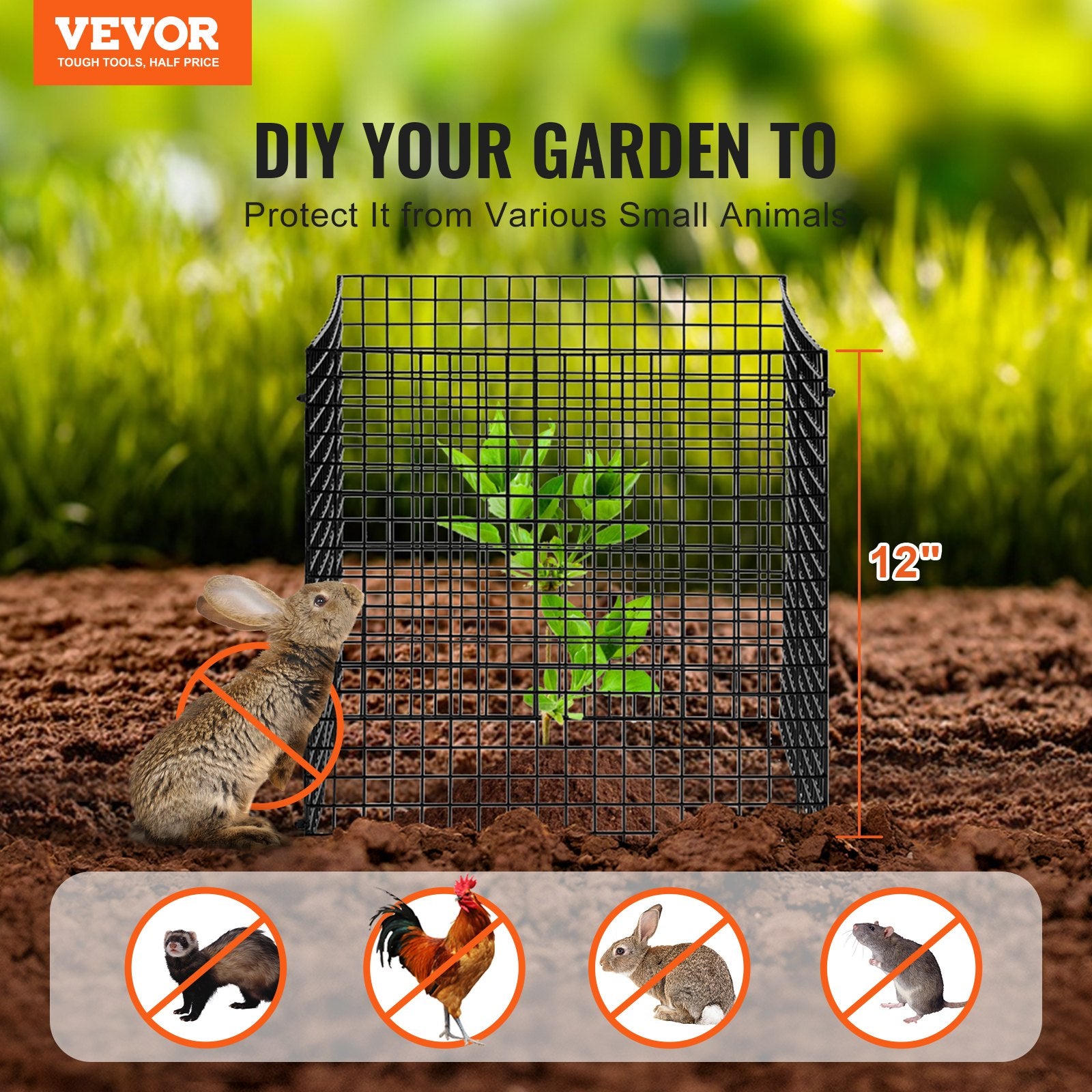 10-Pack Plant Protector 305x305mm Chicken Wire Cages for Outdoor Plants 40PCS
