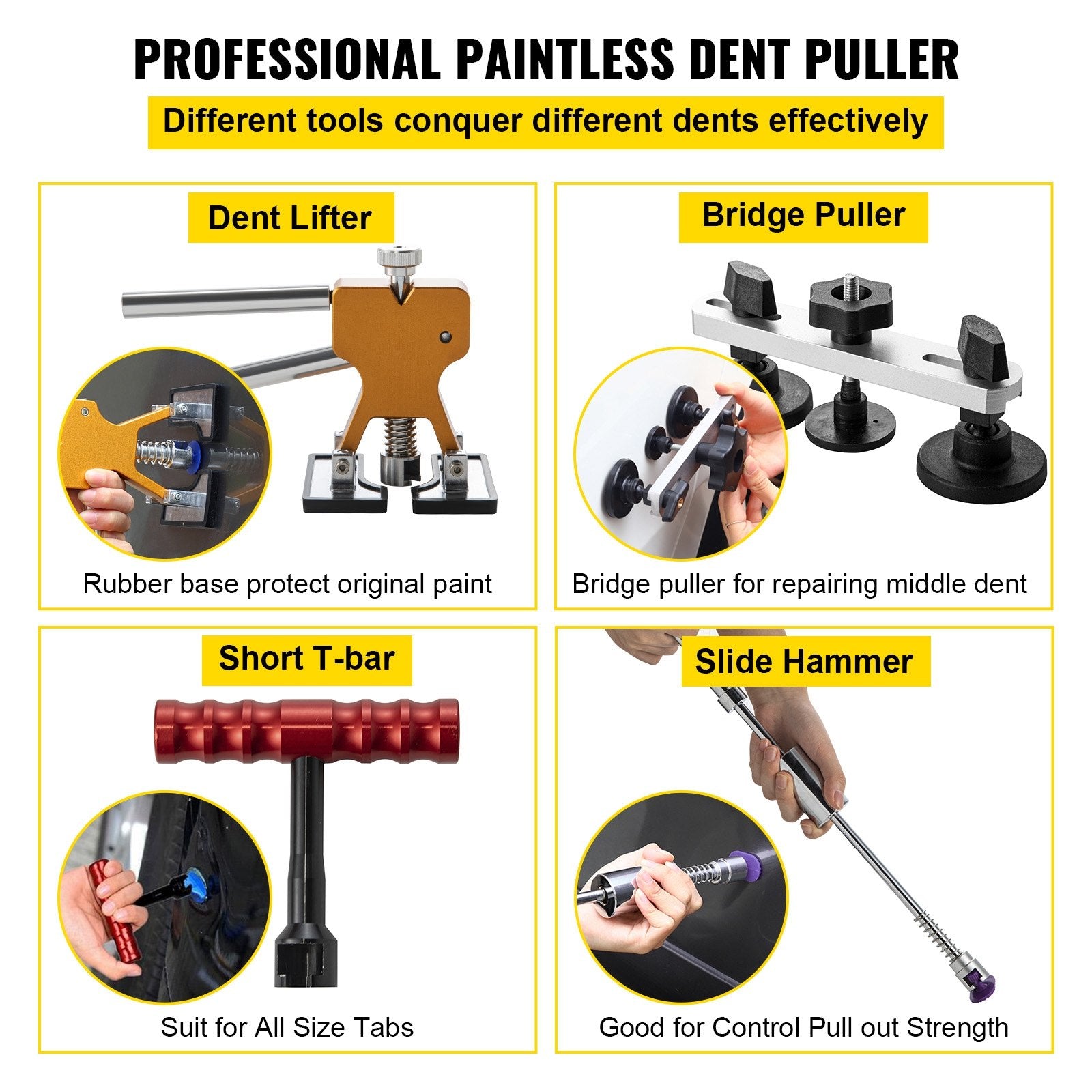 Dent Removal Tool Paintless Car Dent Repair Kit LED Baffle Board