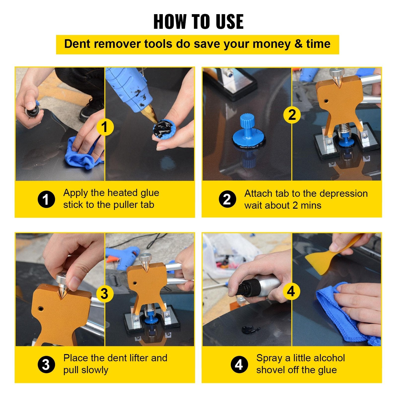 Dent Removal Tool Paintless Car Dent Repair Kit LED Baffle Board