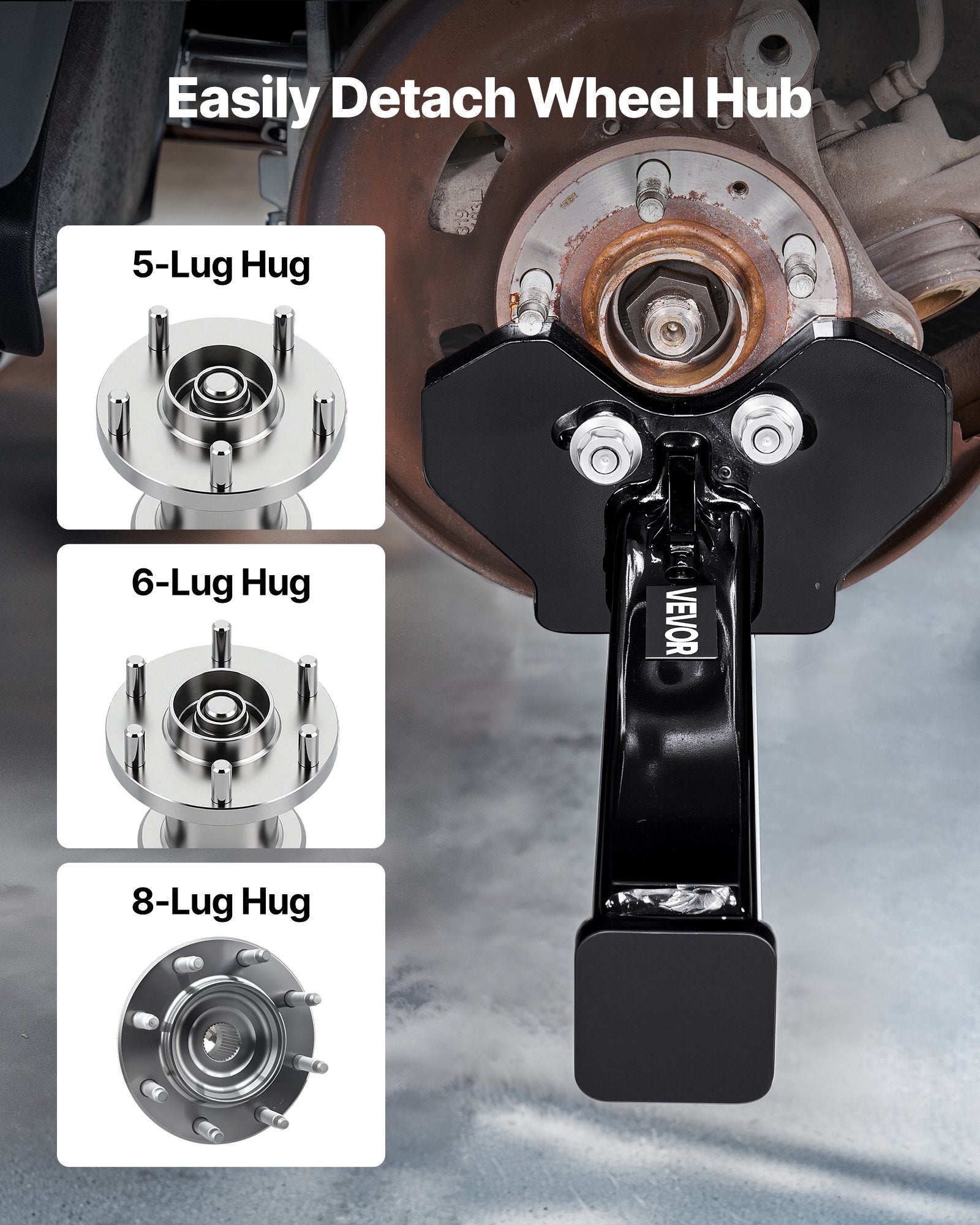 Wheel Bearing Hub Removal Tool Kit, Universal 5-8 Lug Hubs with Nuts & Washers