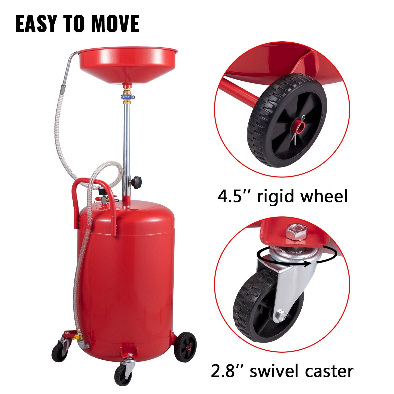 Waste Oil Drain Tank Portable Oil Drain 20 Gallon Air Operated Drainer
