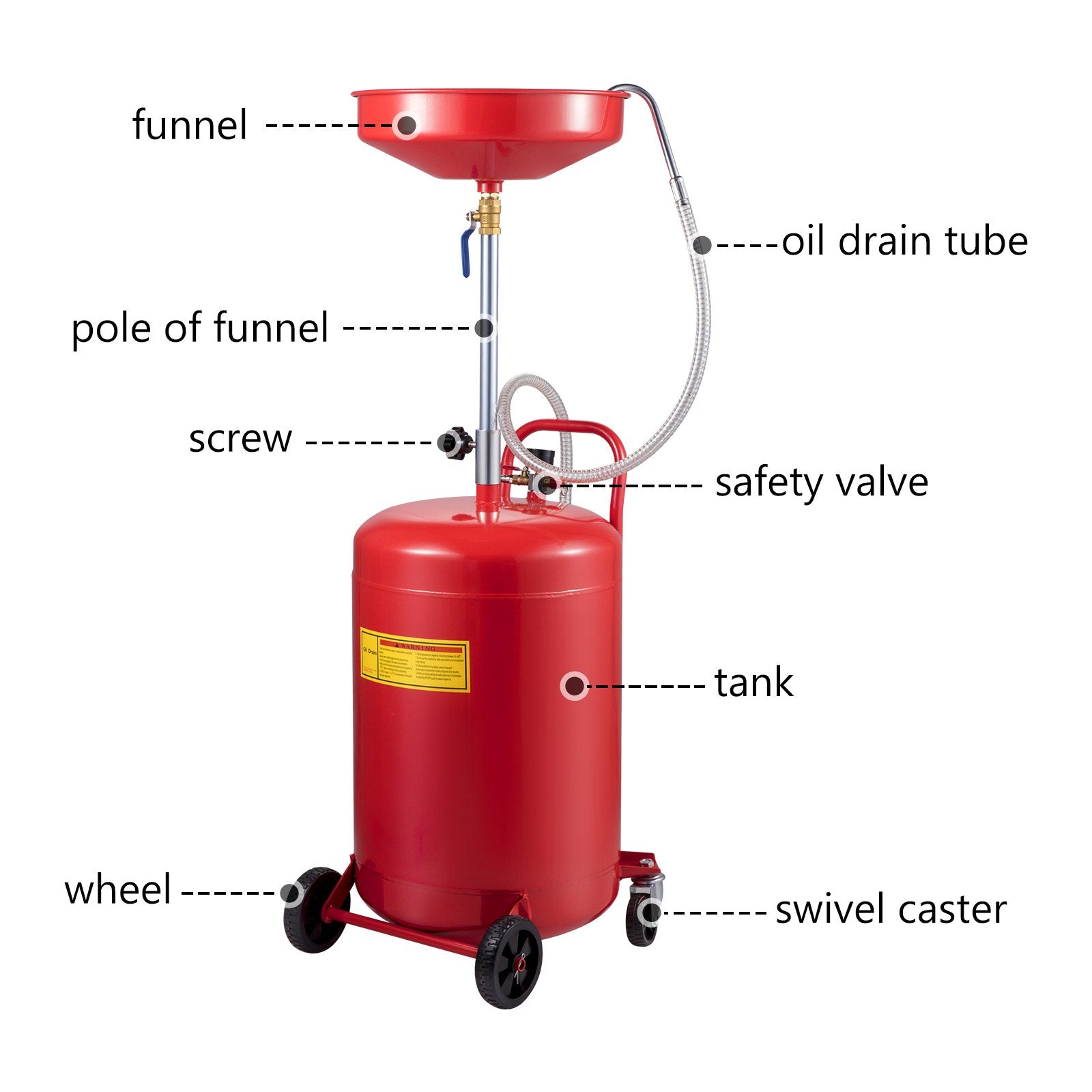 Waste Oil Drain Tank Portable Oil Drain 20 Gallon Air Operated Drainer