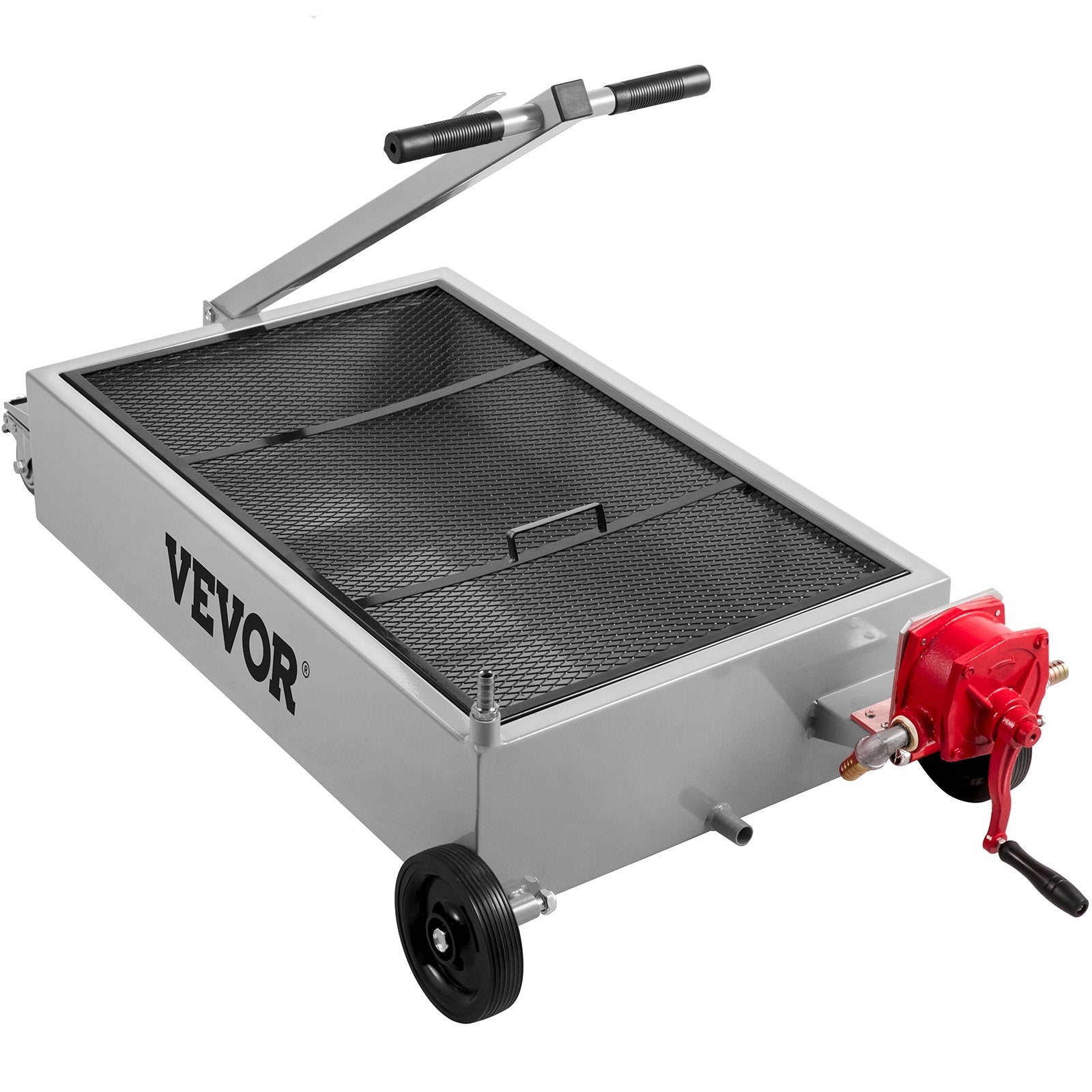 Low Profile Oil Drain Pan Truck Drain Pan 57 L with Pump Hose Casters