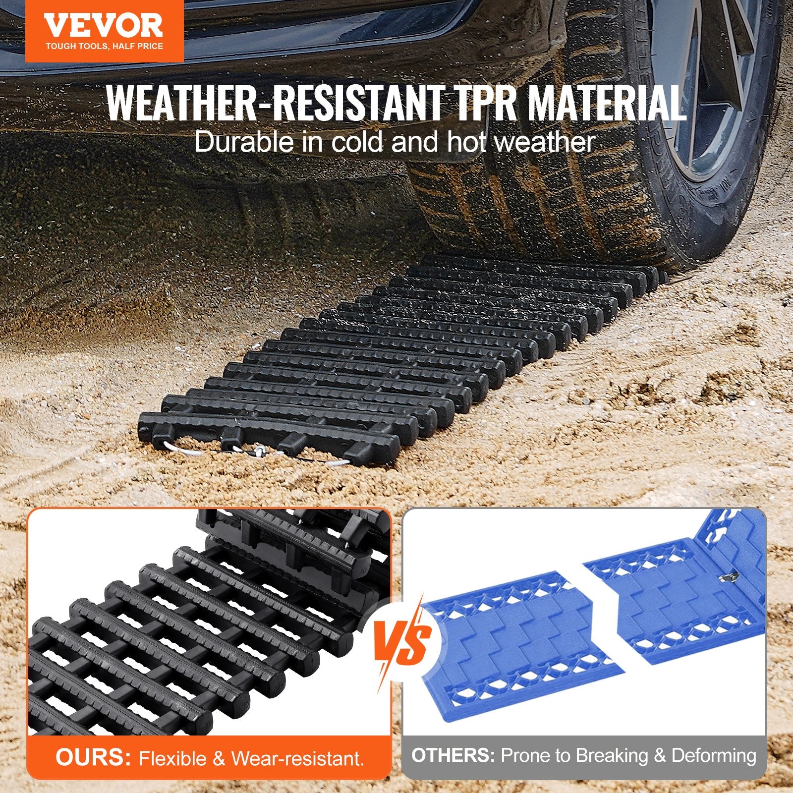 7 Ton Short Traction Boards Recovery Mats for Off-Road Vehicles Black