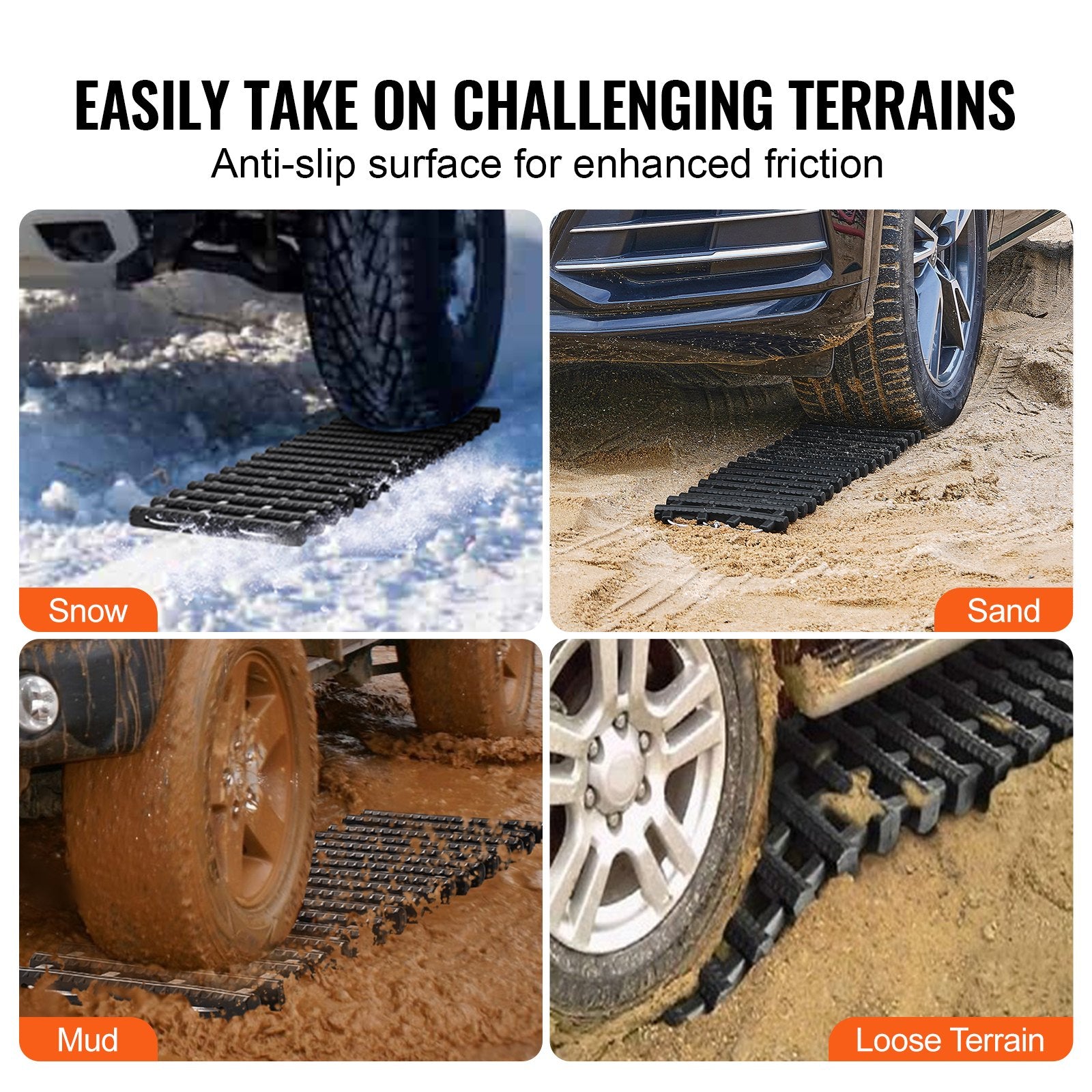 7 Ton Short Traction Boards Recovery Mats for Off-Road Vehicles Black