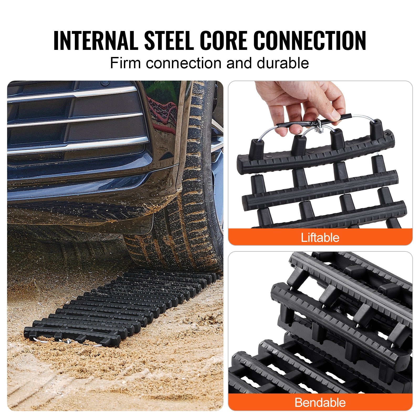7 Ton Short Traction Boards Recovery Mats for Off-Road Vehicles Black