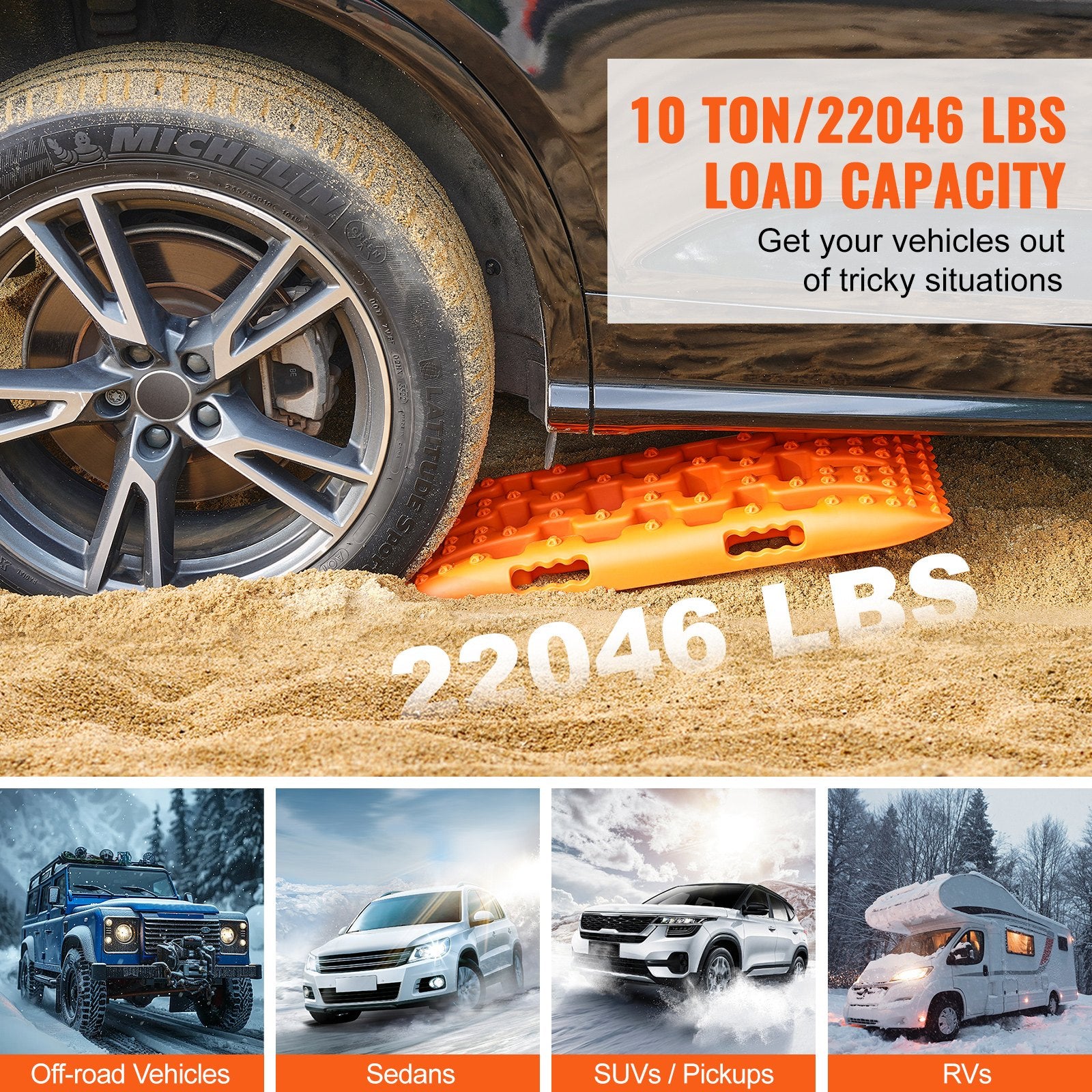 10 TON Traction Boards PP Recovery Mats for Off-Road Vehicles Pair Short