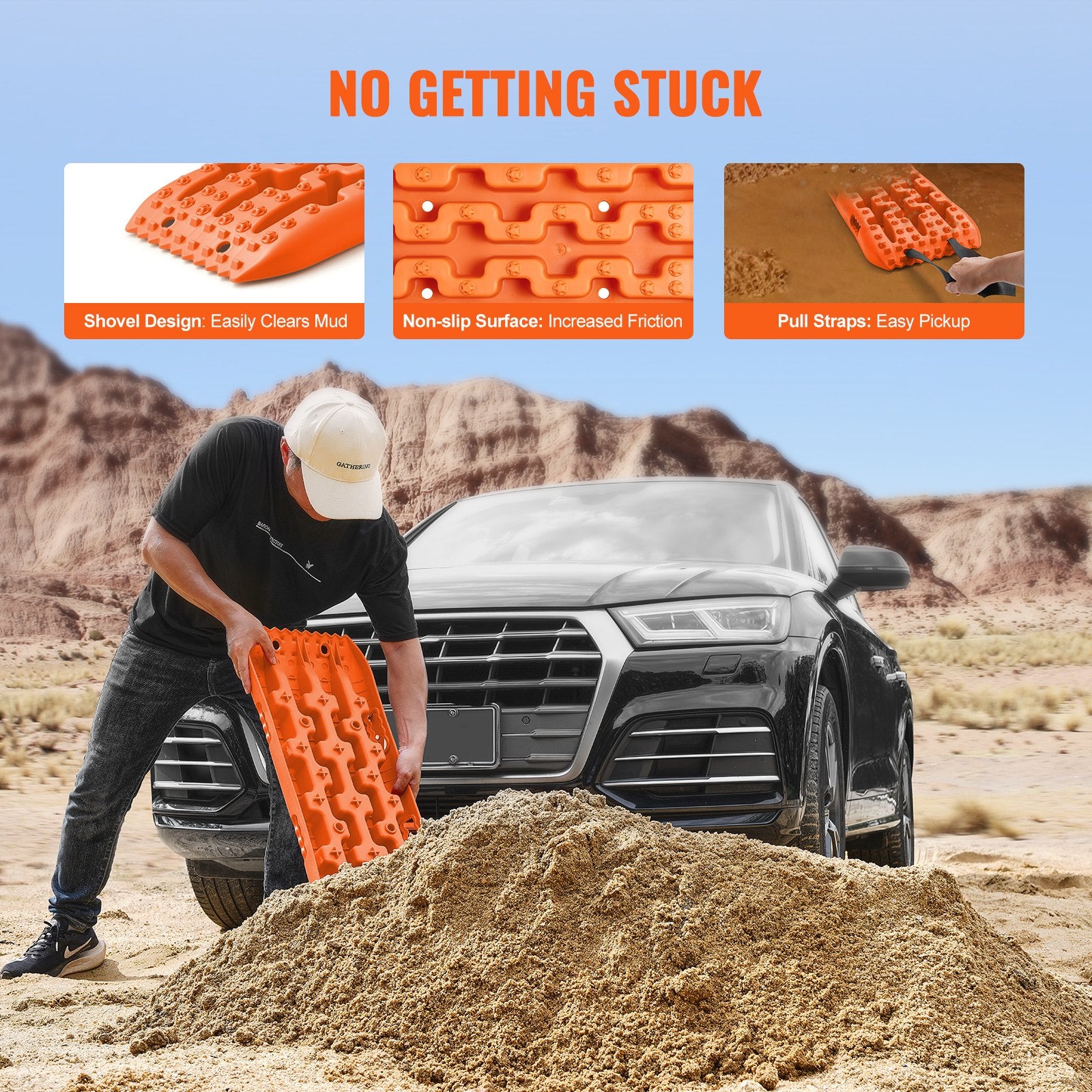 10 TON Traction Boards PP Recovery Mats for Off-Road Vehicles Pair Short