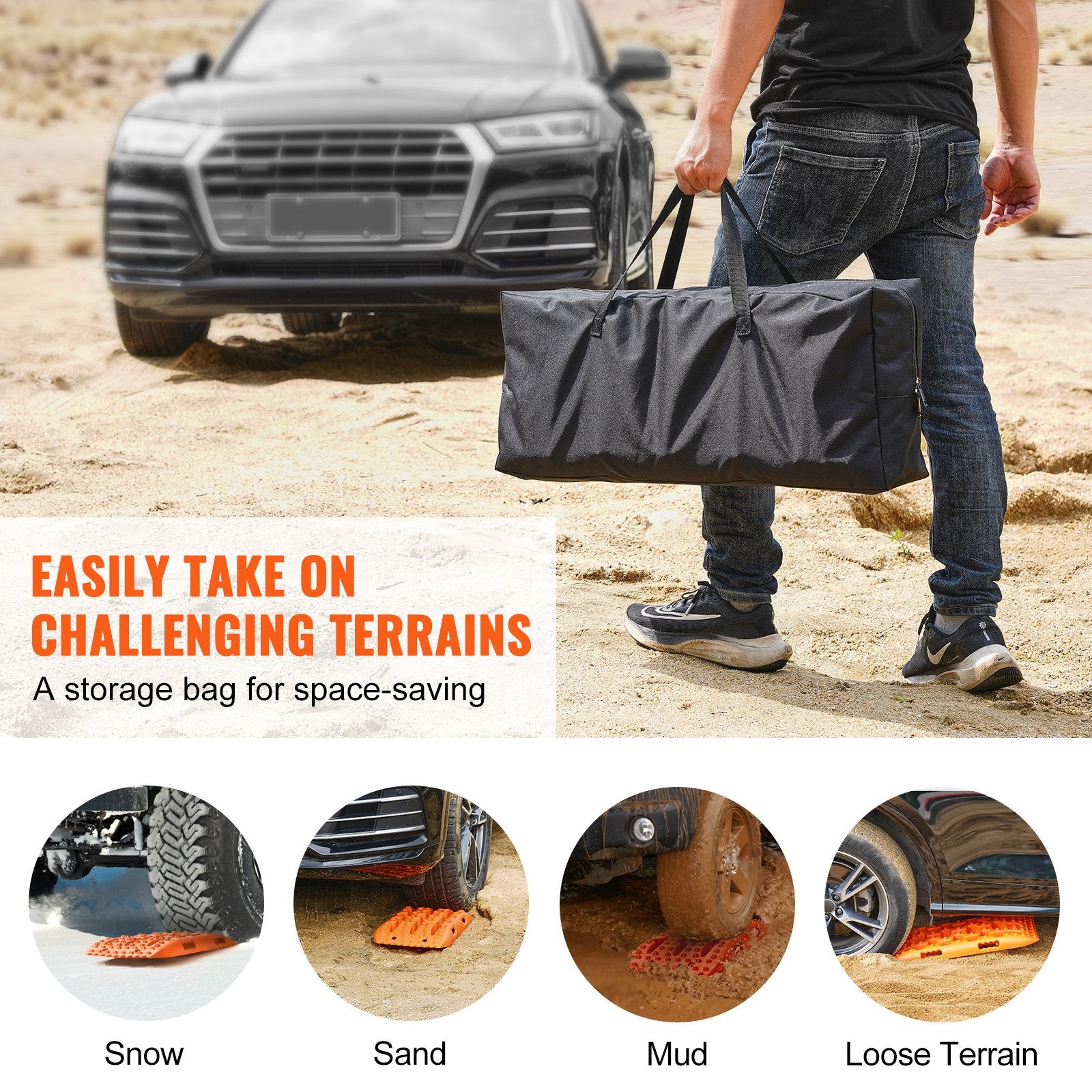 10 TON Traction Boards PP Recovery Mats for Off-Road Vehicles Pair Short