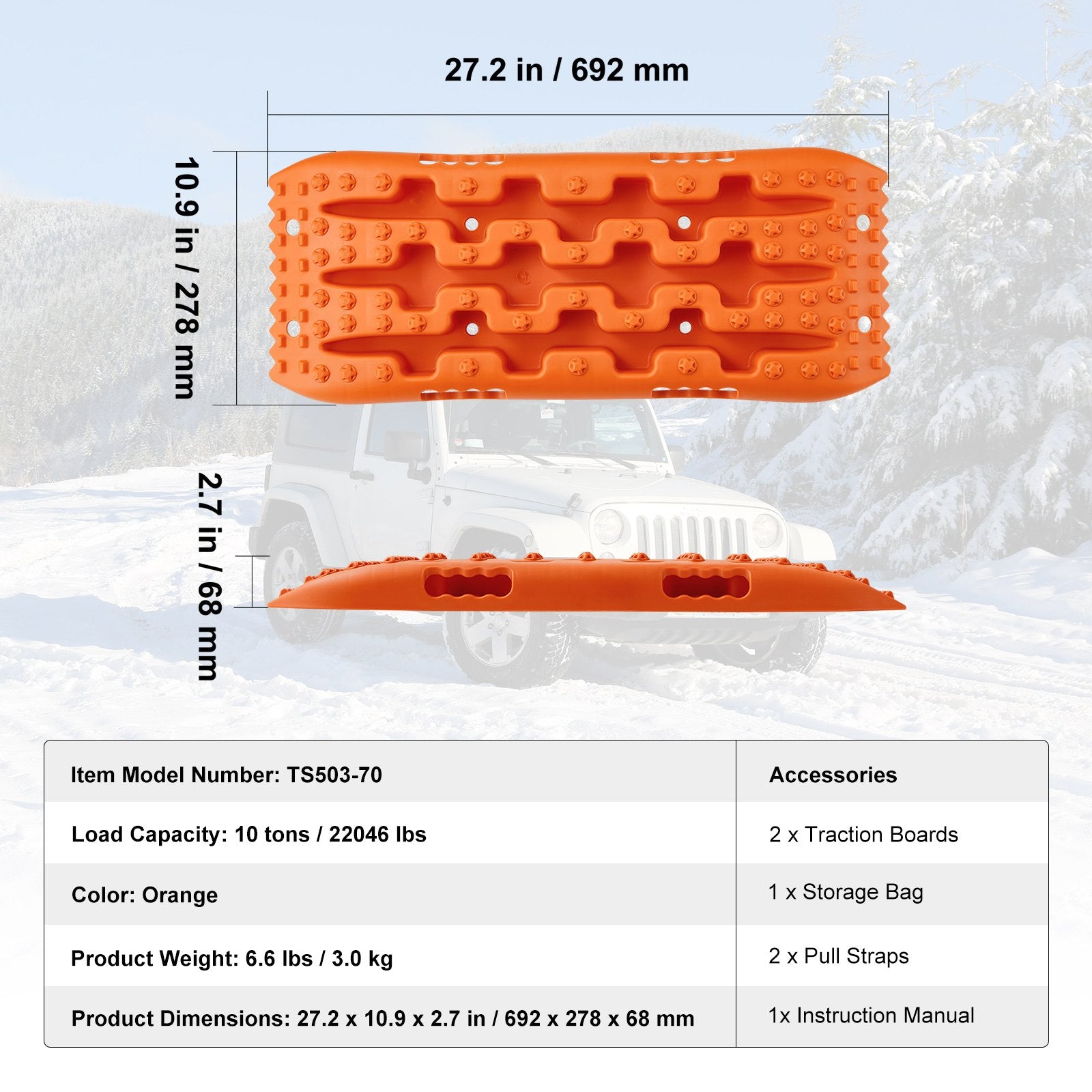 10 TON Traction Boards PP Recovery Mats for Off-Road Vehicles Pair Short