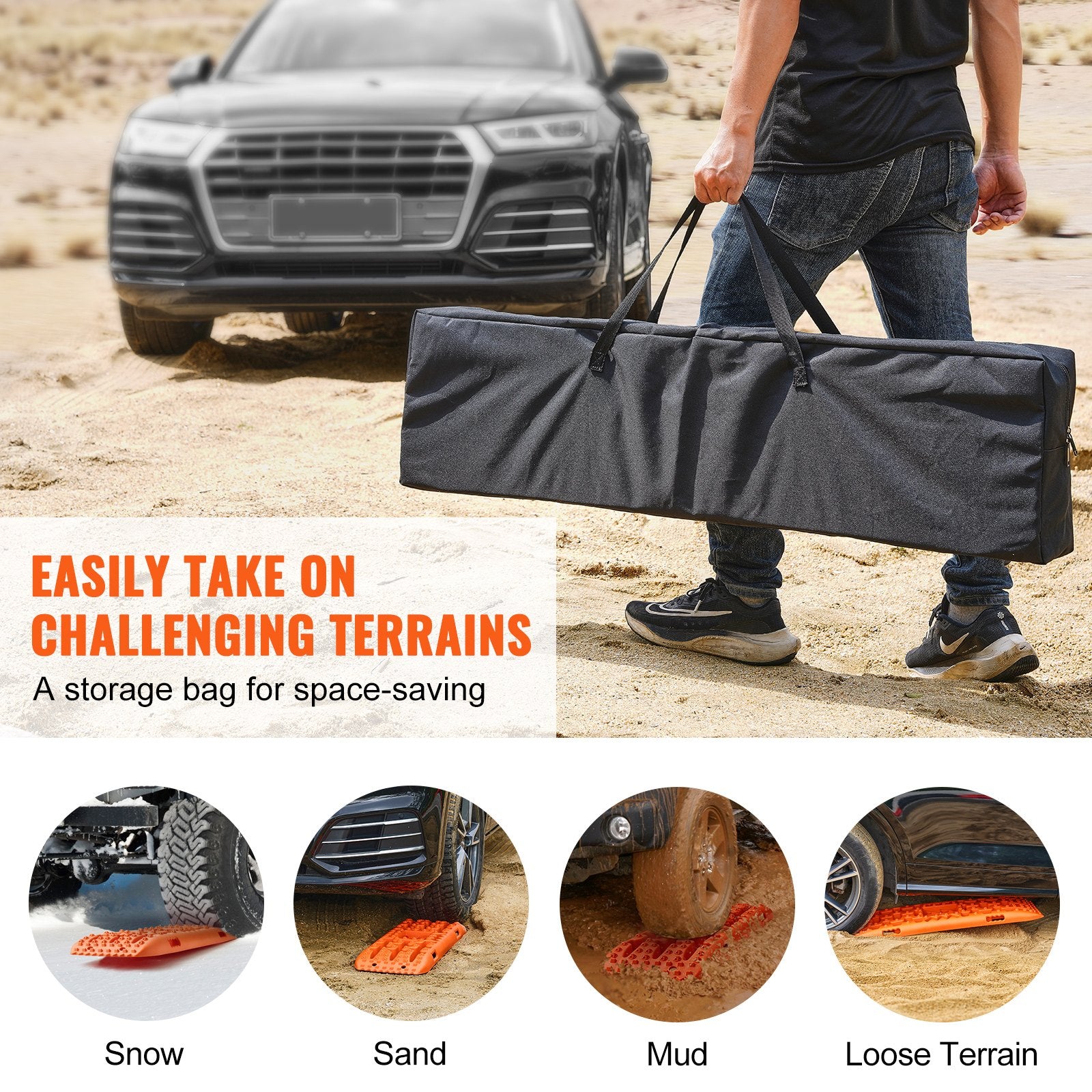 10 Ton Traction Boards Recovery Mats for Off-Road Vehicles Orange
