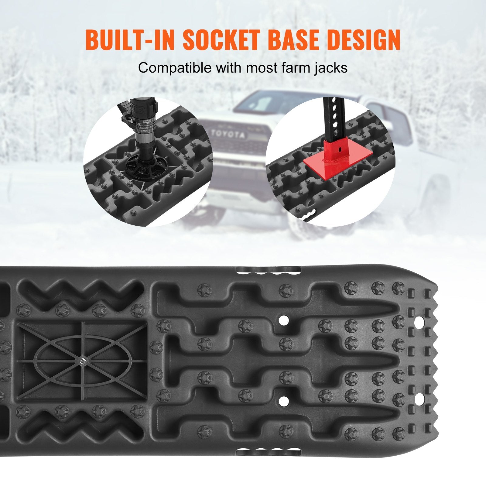 10 TON Traction Boards PP Recovery Mats for Off-Road Vehicles Pair Long Black