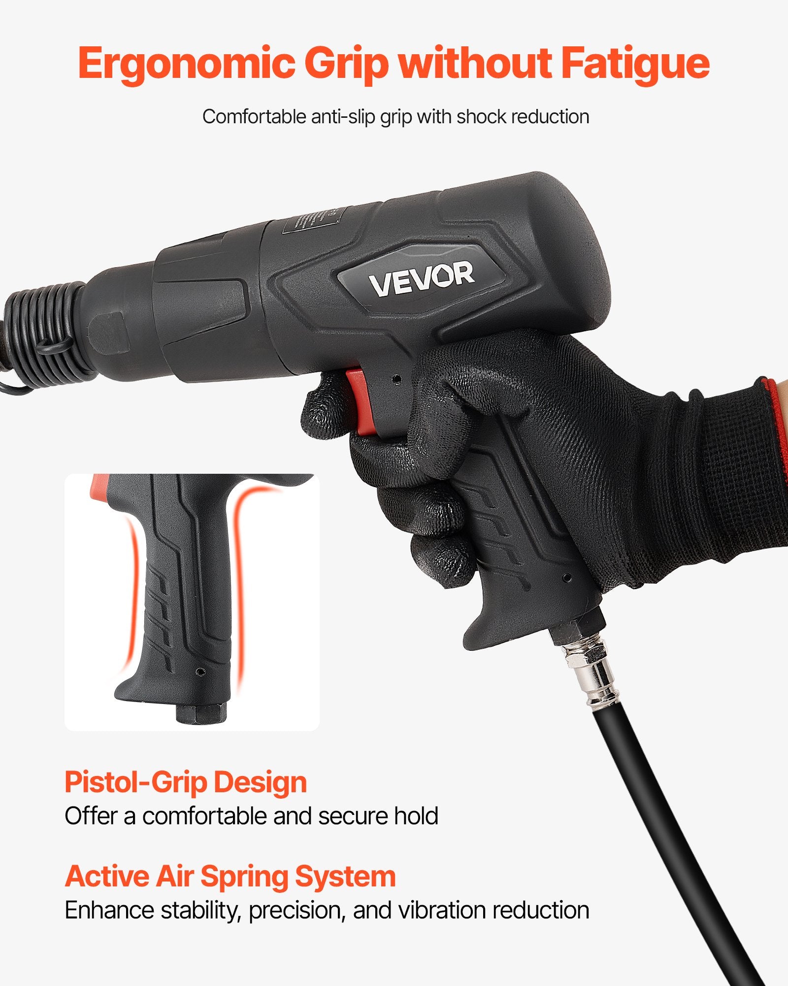 Air Hammer Pneumatic Chisel Tool 40–70mm Stroke Cutting Scraping Kit