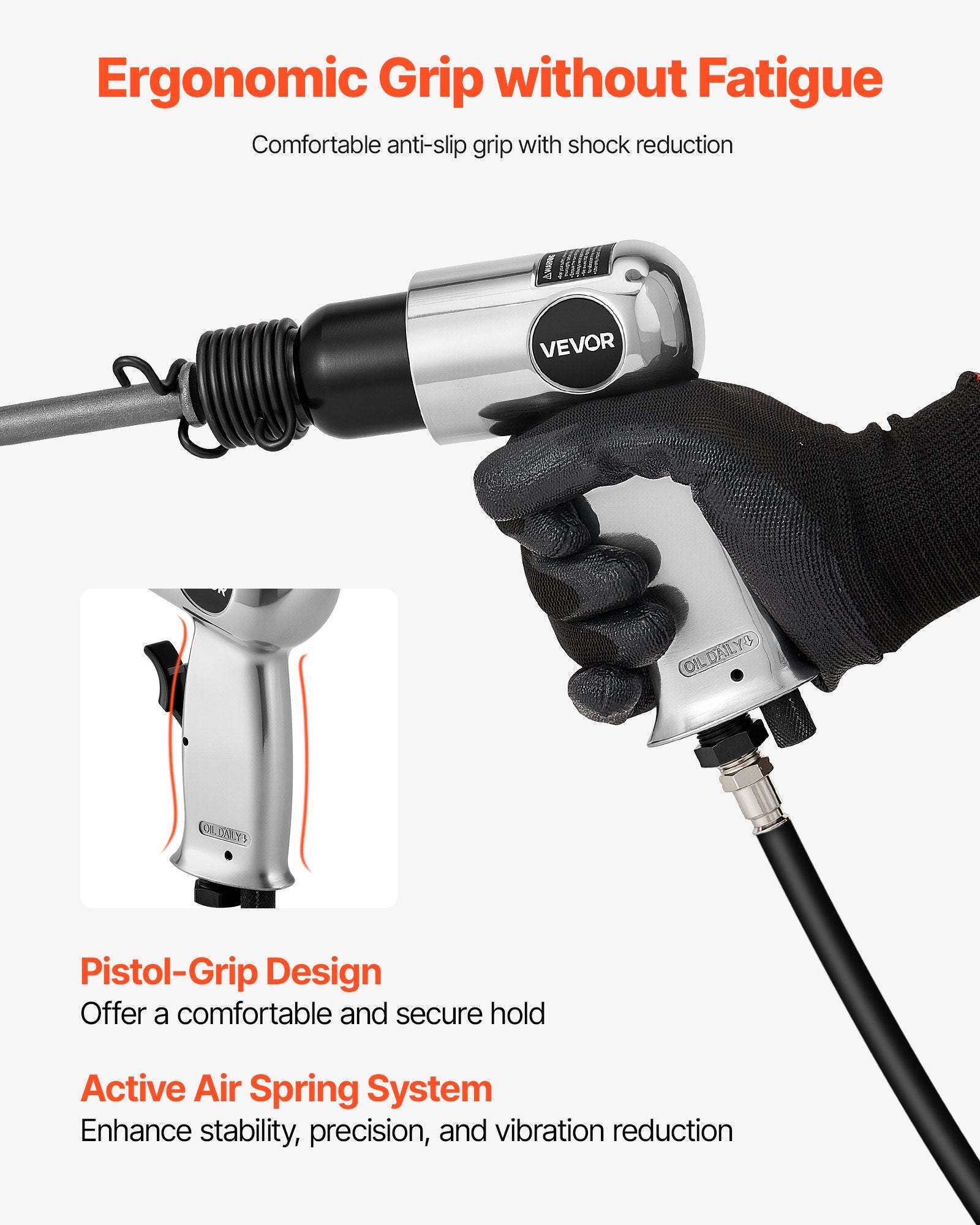 Air Hammer Pneumatic Chisel Tool 40–70mm Stroke Cutting Scraping Kit