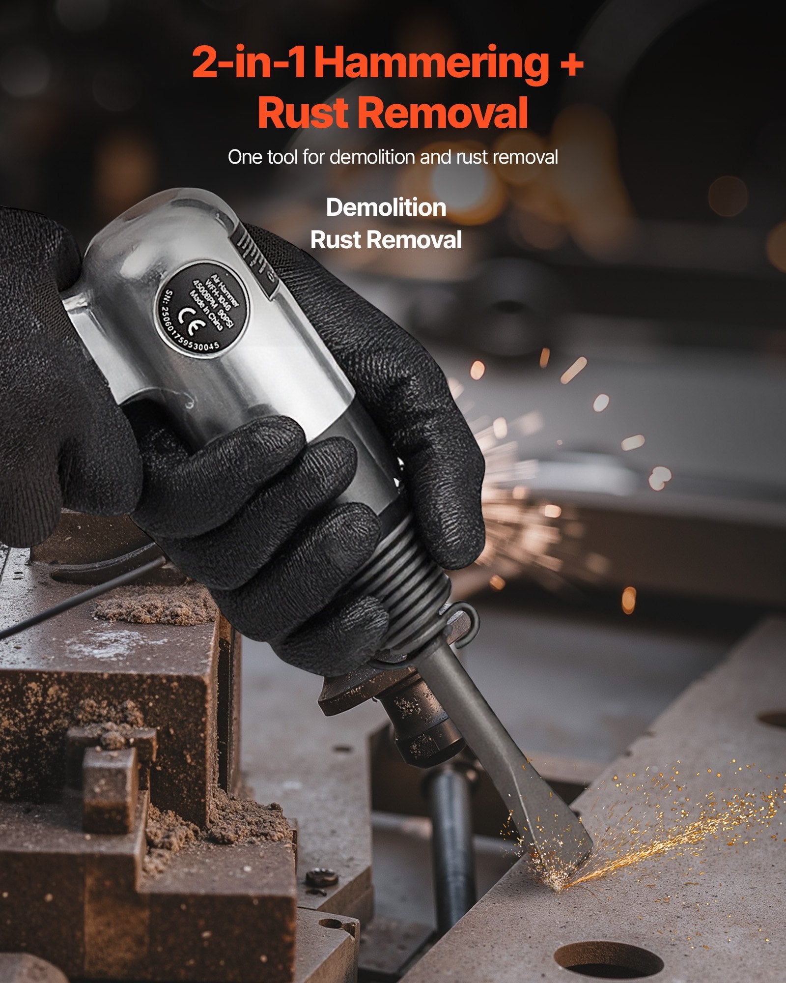 Pneumatic Air Needle Scaler and Hammer Kit for Rust Removal Cutting Demolition