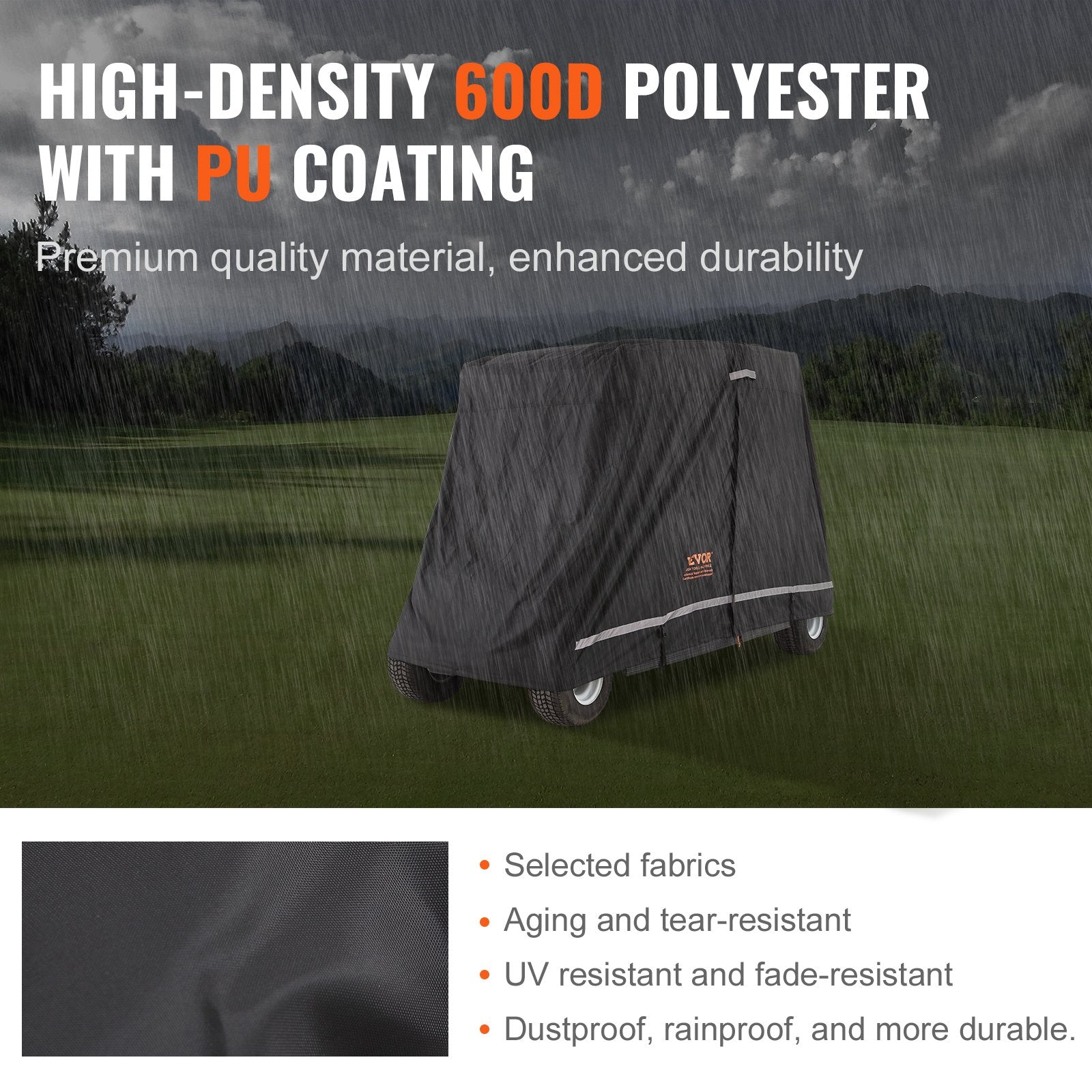2+2 Passenger Golf Cart Full Waterproof Cover with Three Zipper Doors