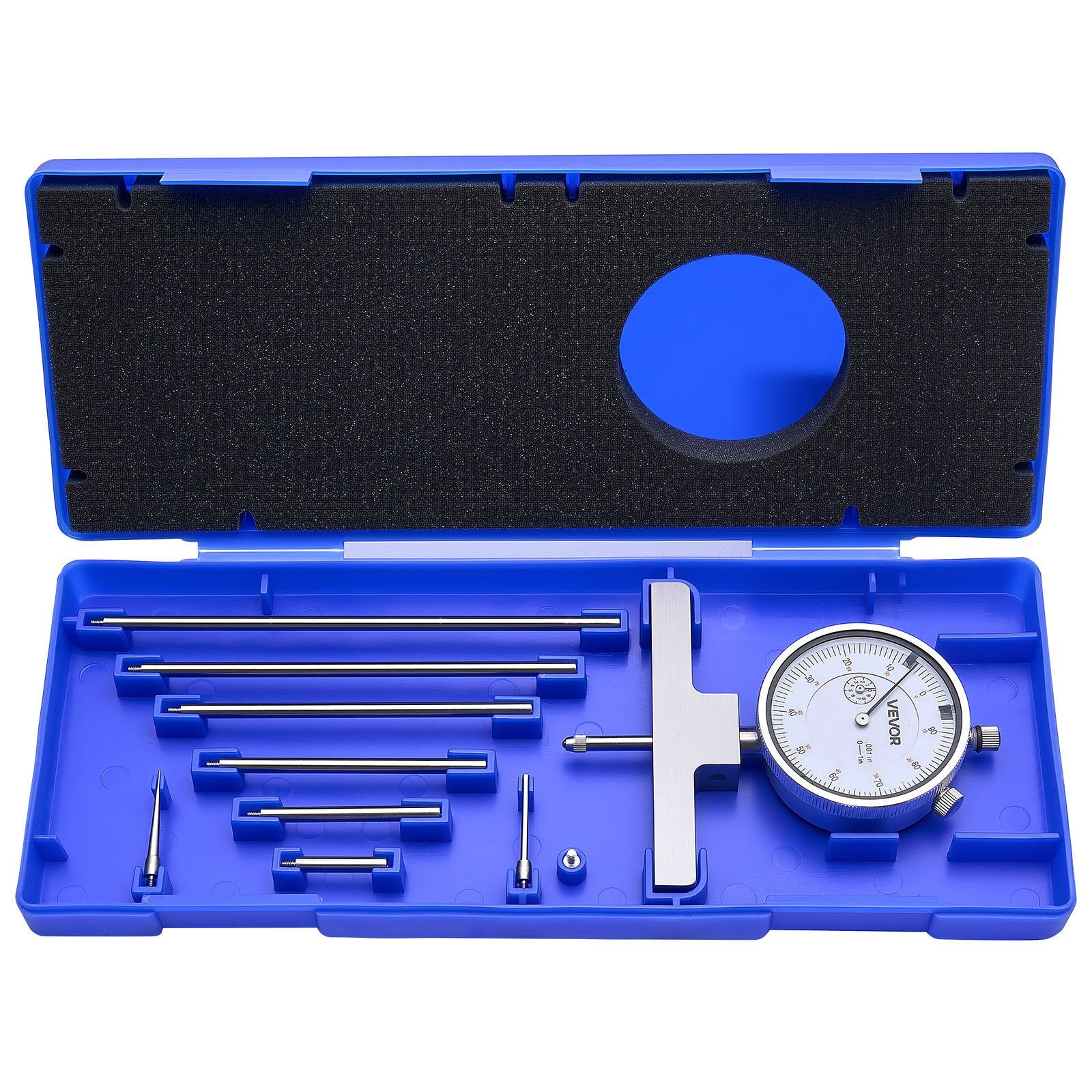Depth Gauge Micromtr 0-22in Range 0.001in Res 4 Anvils 6 Rods Groove Step Hole
