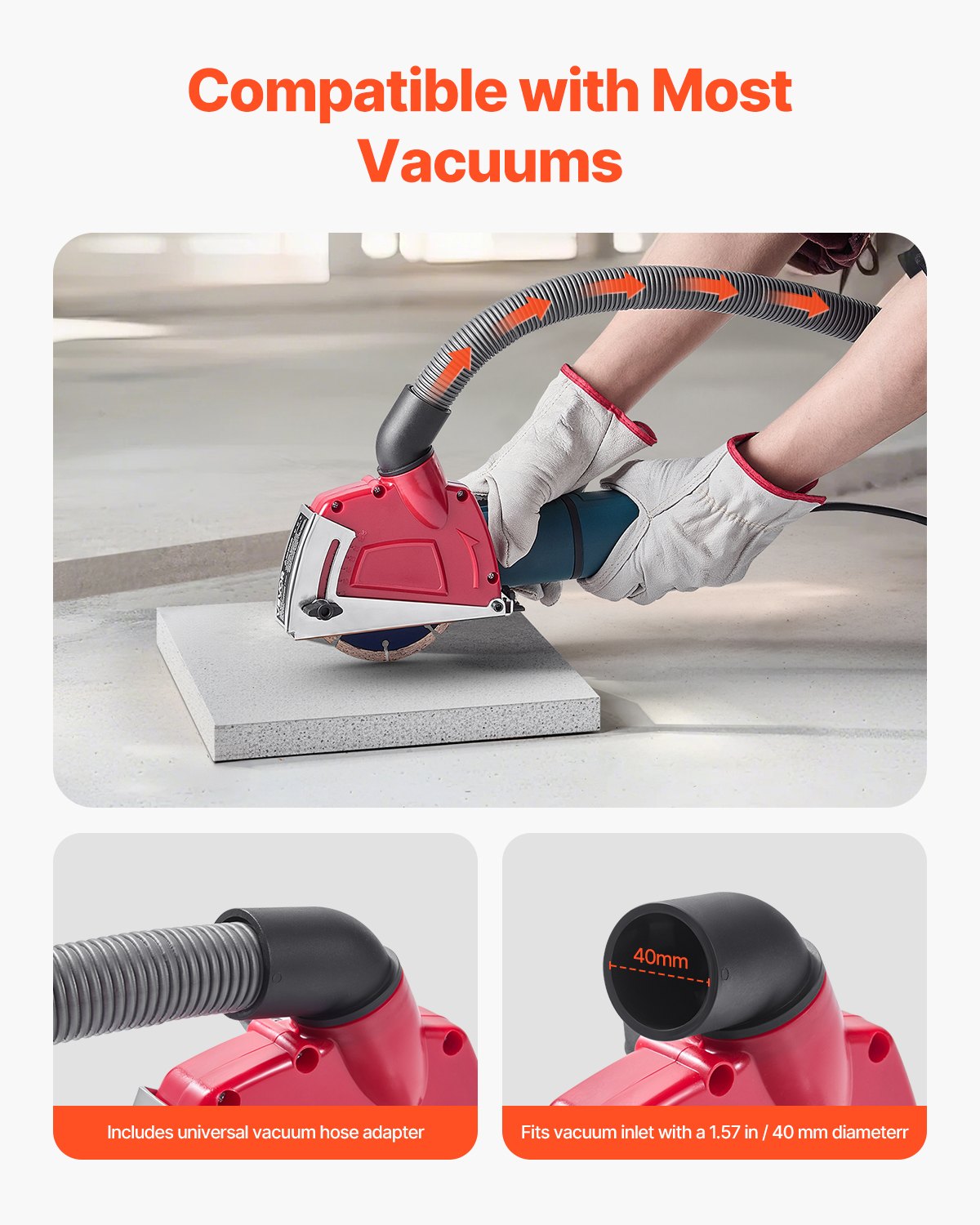 Cutting Dust Shroud 100-125mm Angle Grinders Adjustable Depth 6 Clamping Washers