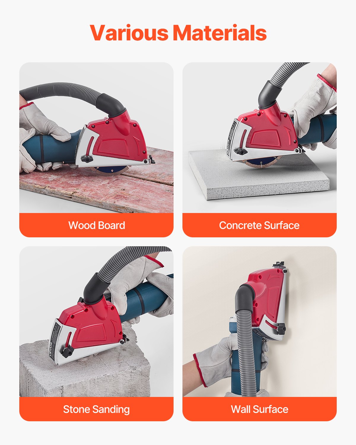 Cutting Dust Shroud 100-125mm Angle Grinders Adjustable Depth 6 Clamping Washers