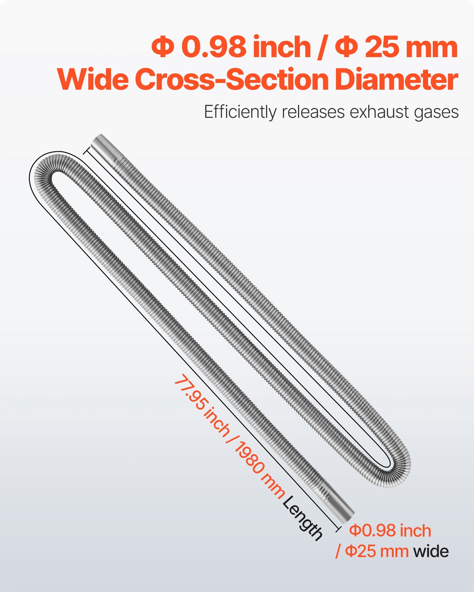 1980mm Stainless Steel Diesel Heater Exhaust Hose with Clamps 2KW-8KW Kit