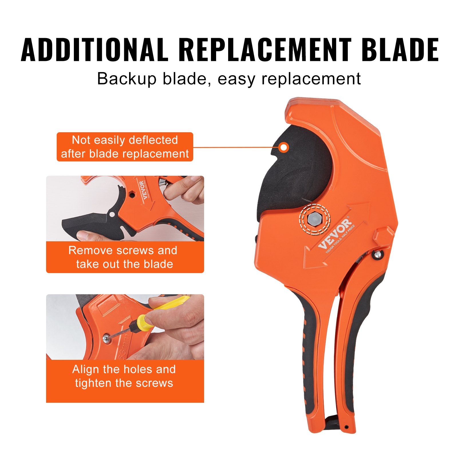 PVC Pipe Cutter 0-2-1/2" Ratcheting Heavy Duty Tube Cutting Tool with SpareBlade