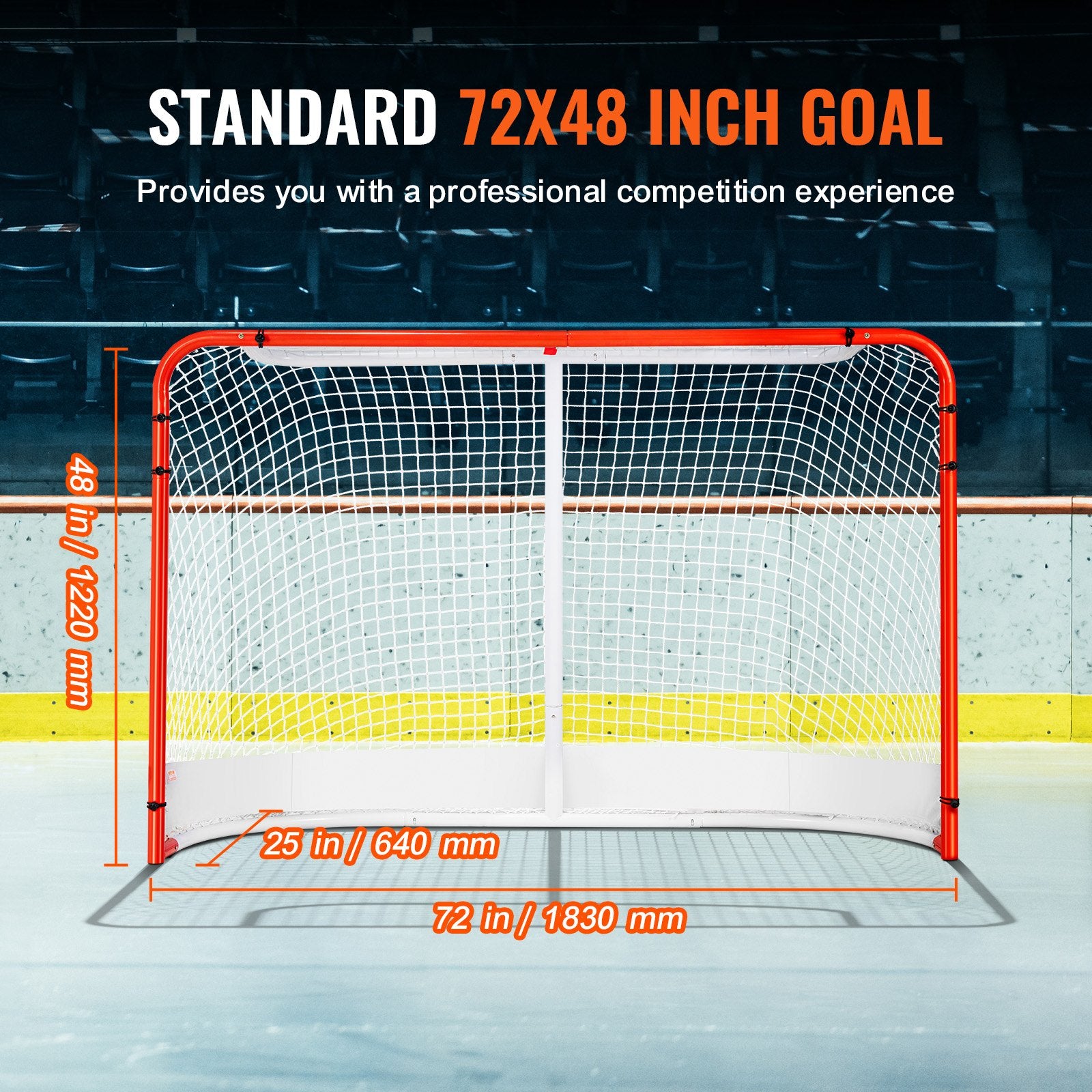 Street Hockey Net Indoor Outdoor Steel Reg Pro Goal Set Portable 72x48 White/Red