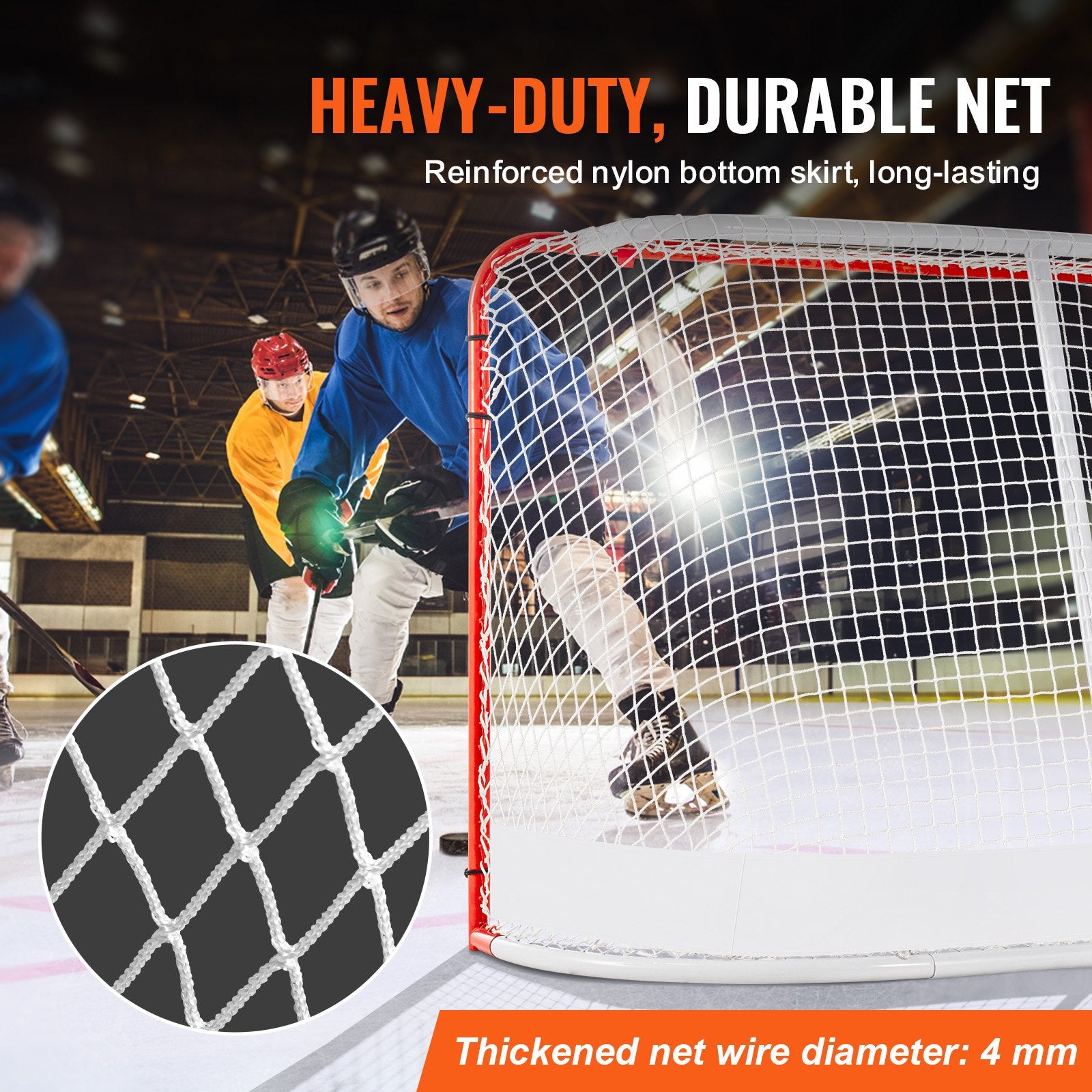 Street Hockey Net Indoor Outdoor Steel Reg Pro Goal Set Portable 72x48 White/Red