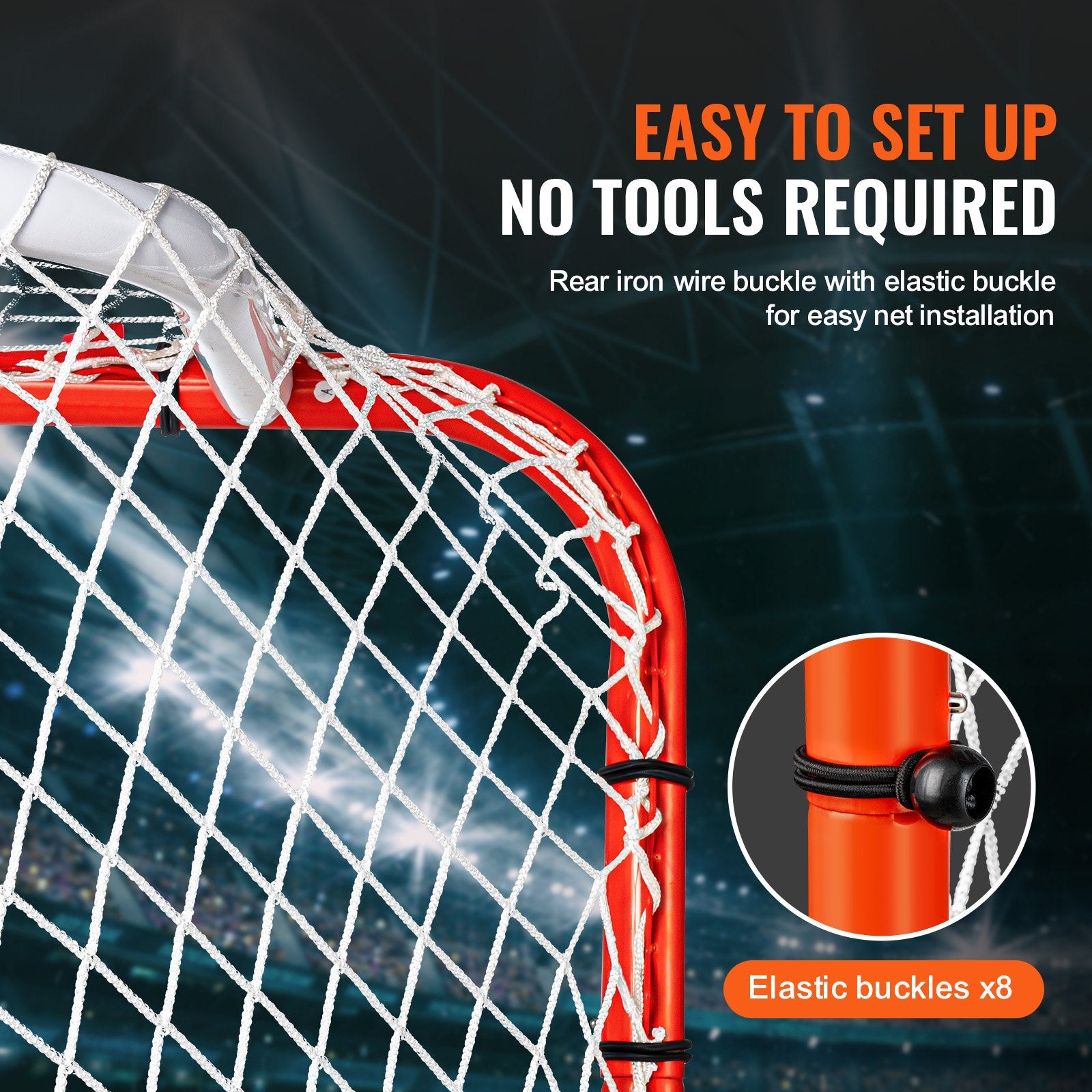 Street Hockey Net Indoor Outdoor Steel Reg Pro Goal Set Portable 72x48 White/Red