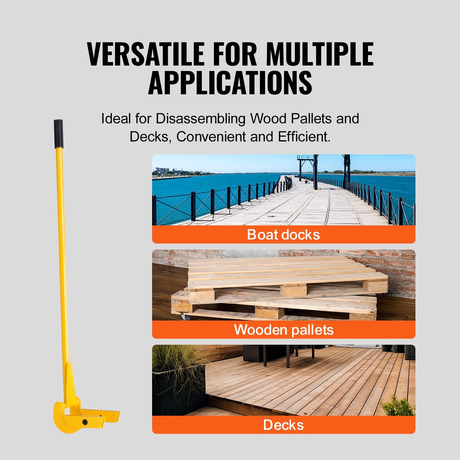 Pallet Buster 104cm Handle 907kg Q235 Carbon Steel Deck Wrecker Pry Bar