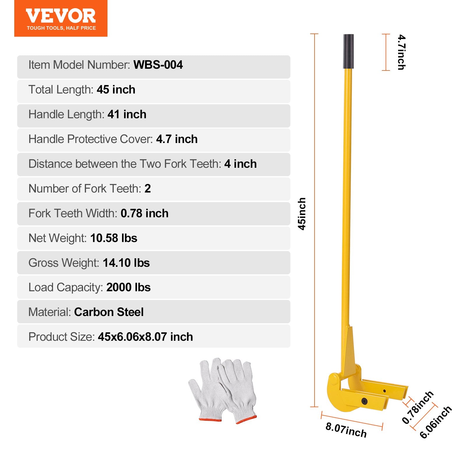Pallet Buster 104cm Handle 907kg Q235 Carbon Steel Deck Wrecker Pry Bar