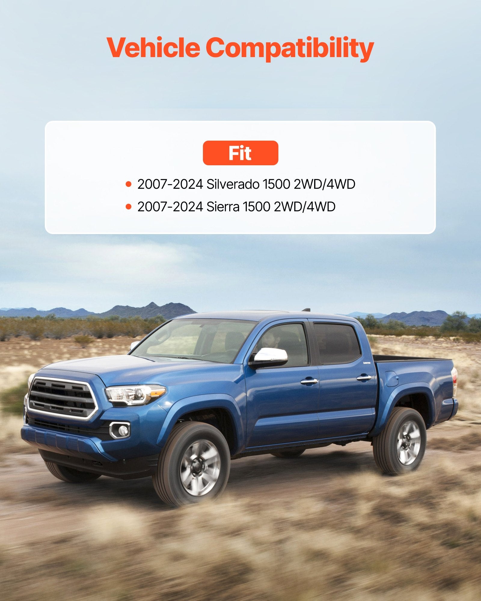 76.2mm Front 50.8mm Rear Leveling Lift Kit 2007-2023 Silverado Sierra 1500