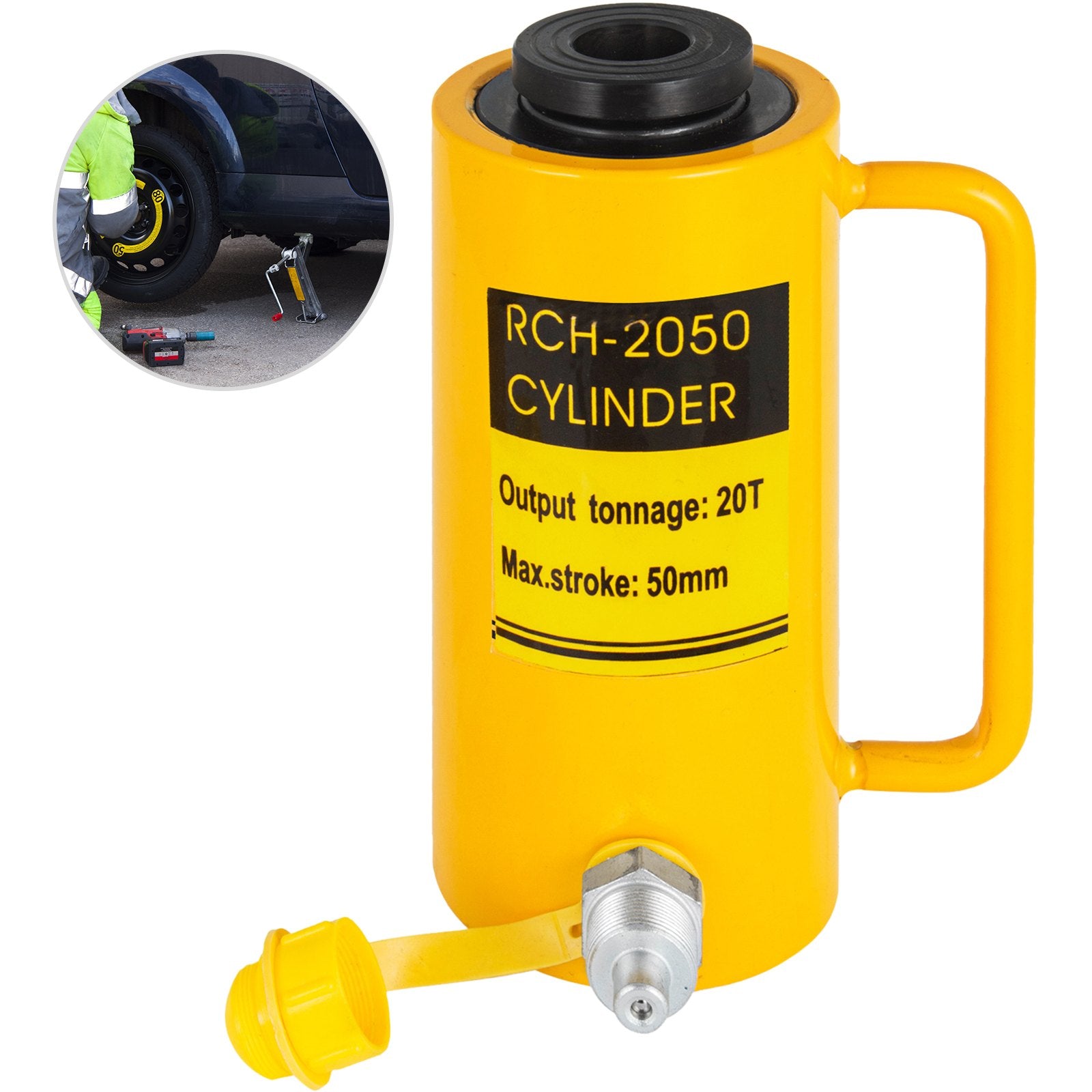 20T 2-Inch Hydraulic Cylinder Jack Hollow Single Acting 50mm Lifting Ram