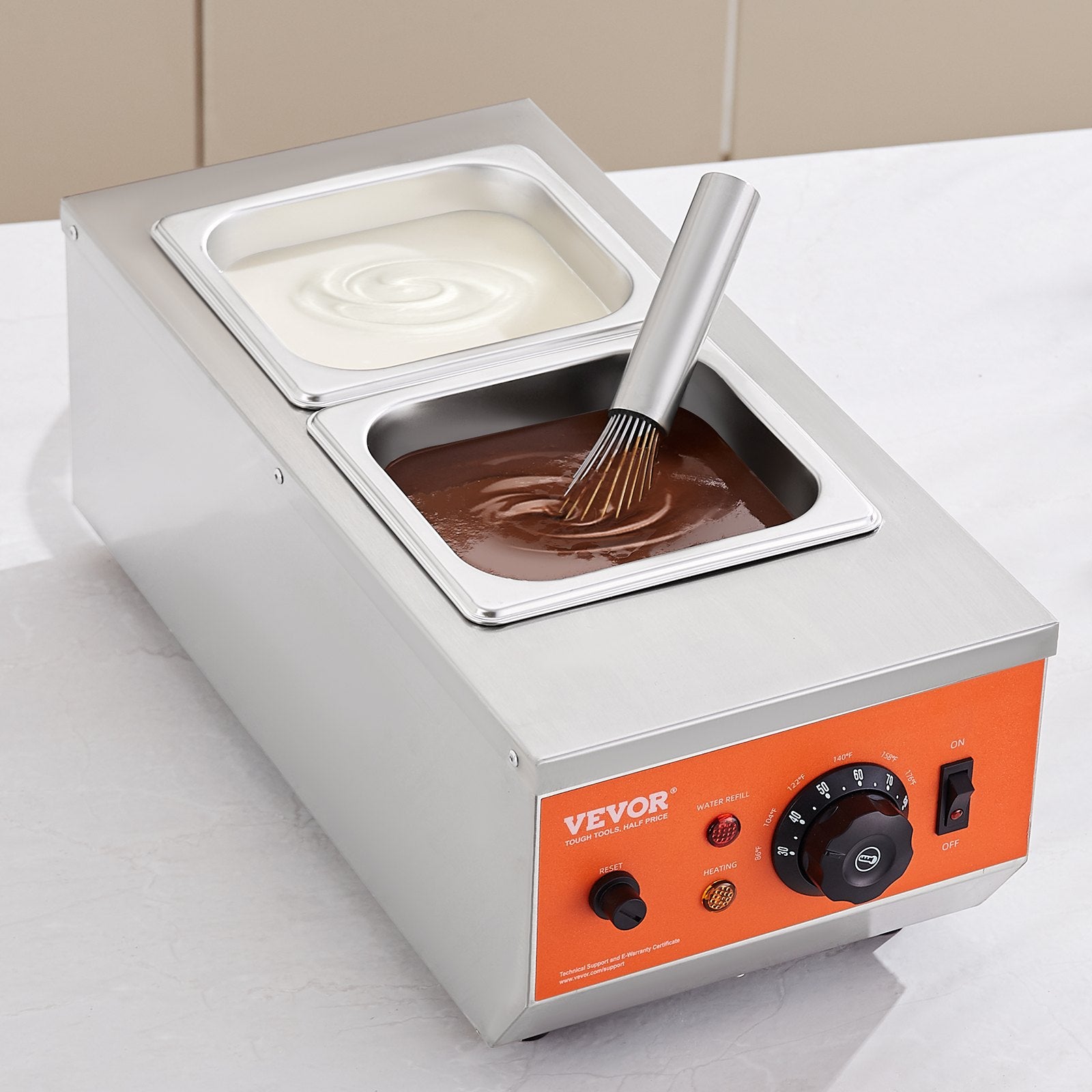 2 Tank Chocolate Tempering Machine 800W Stainless Steel Melter