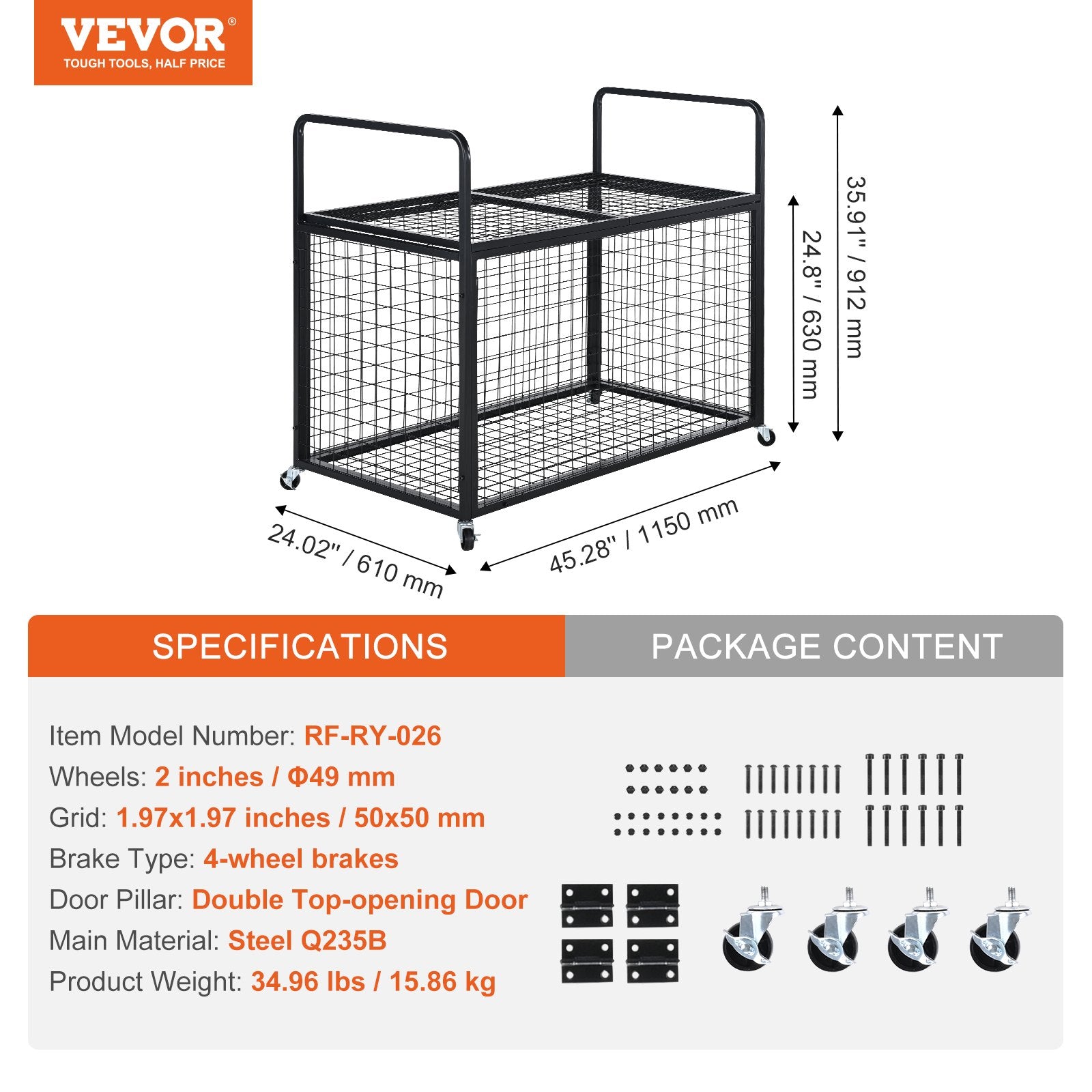 Rolling Sports Ball Storage Cart Lockable Basketball Cage Steel Equipment Rack