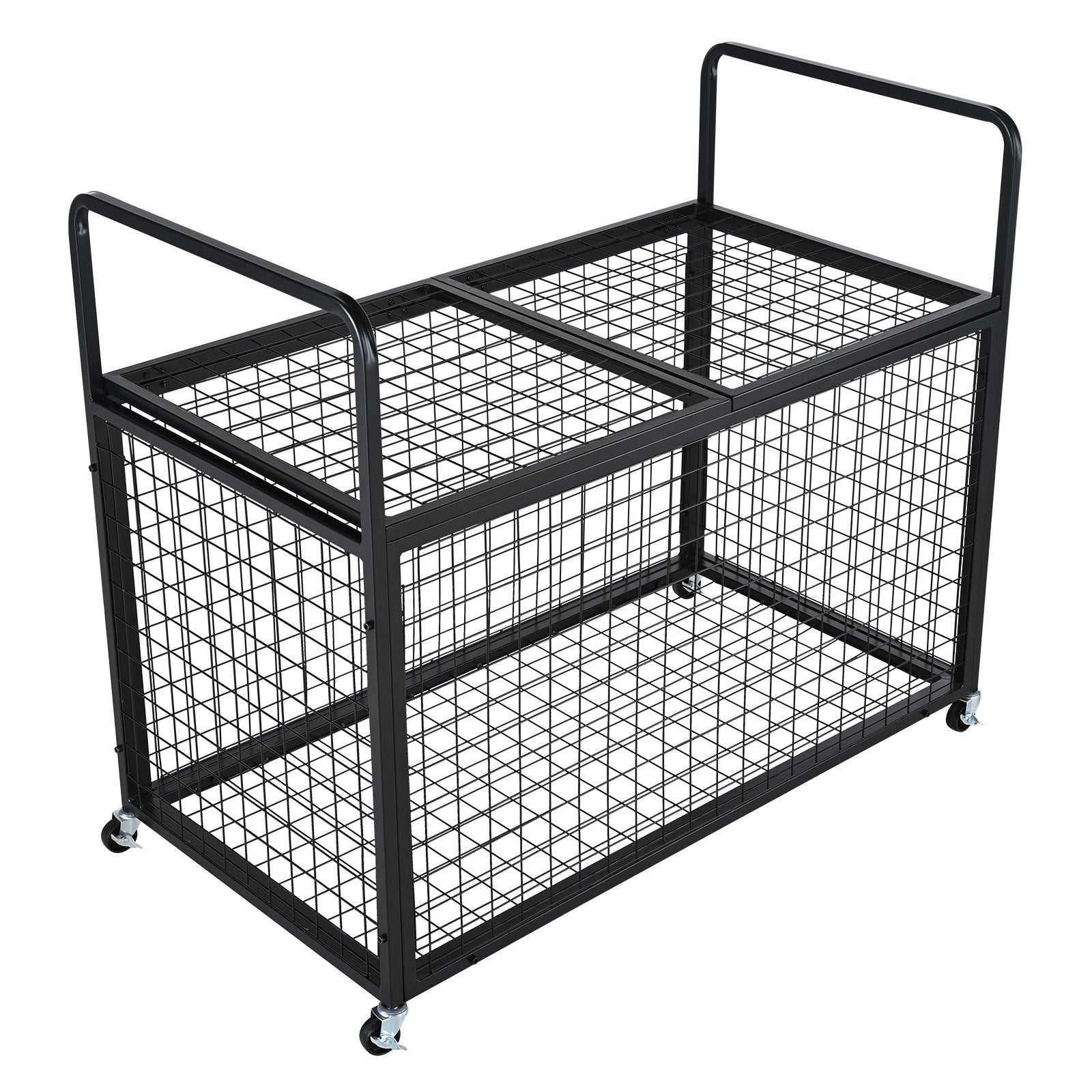 Rolling Sports Ball Storage Cart Lockable Basketball Cage Steel Equipment Rack