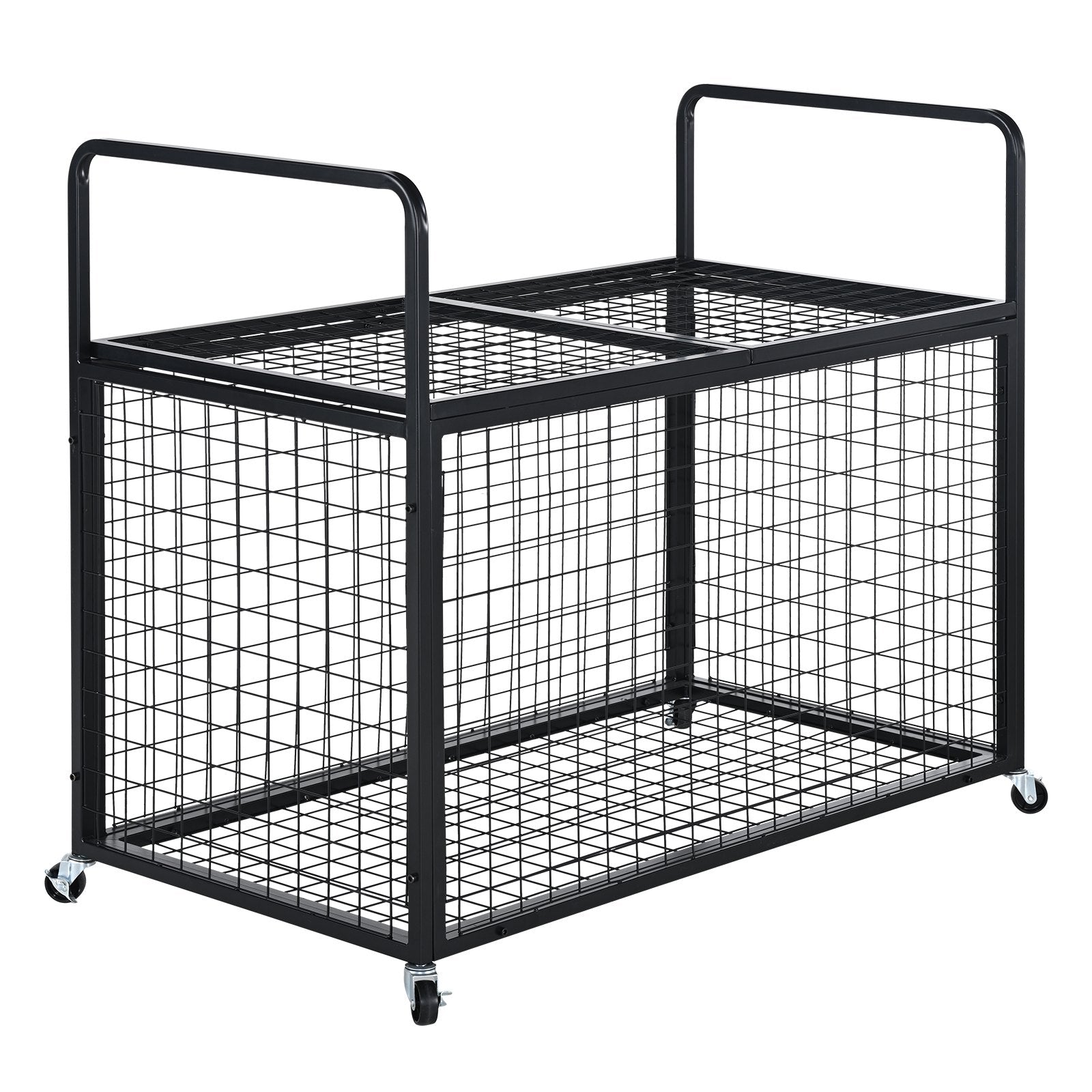 Rolling Sports Ball Storage Cart Lockable Basketball Cage Steel Equipment Rack
