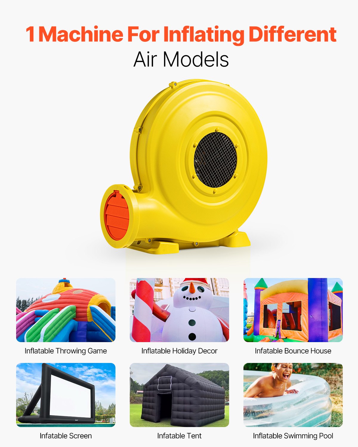 Inflatable Air Blower Pump Fan Bounce House Electric Pump Inflator Yellow