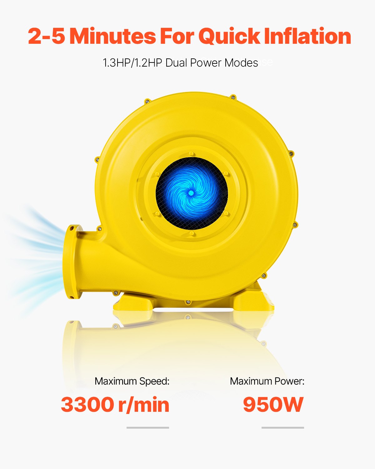 Inflatable Air Blower Pump Fan Bounce House Electric Pump Inflator Yellow