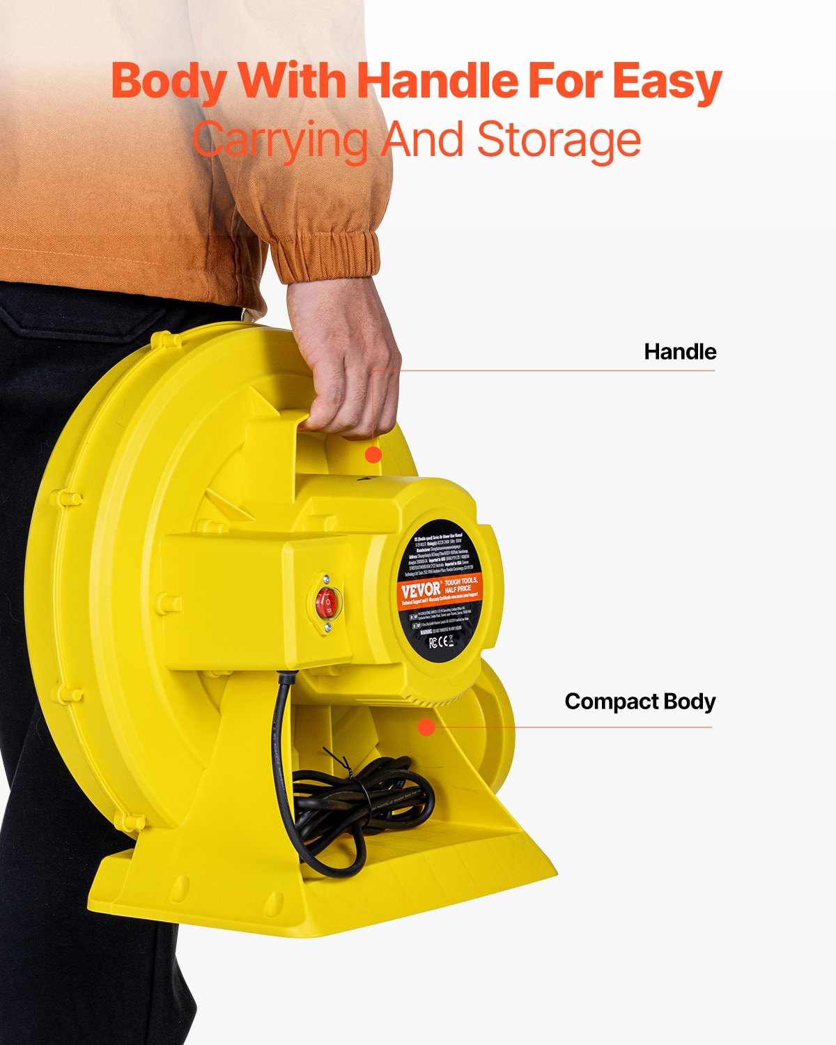 Inflatable Air Blower Pump Fan Bounce House Electric Pump Inflator Yellow