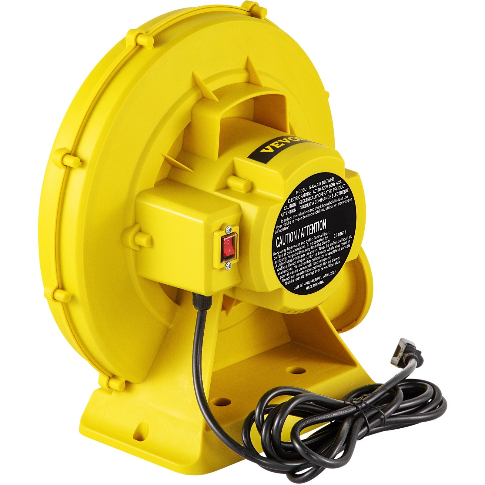 Air Blower Pump Fan 450W 0.6HP for Inflatable Bounce House Bouncy