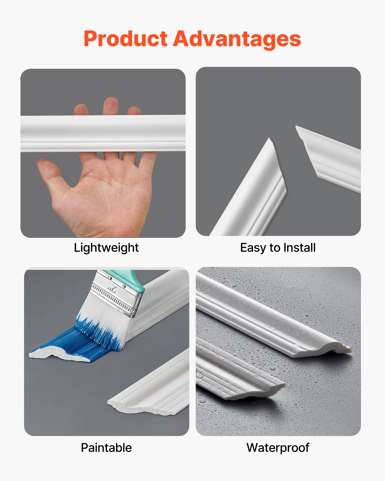 Wall Molding Wainscoting Panels Kit Paintable Accent Wall Trim White