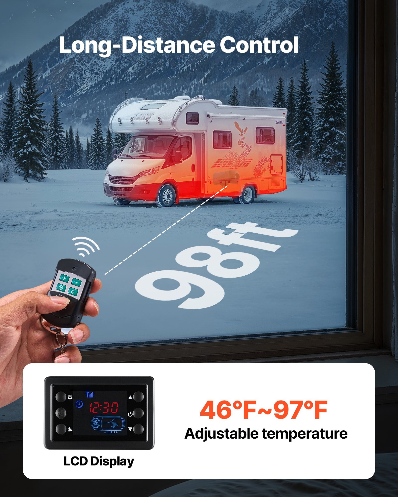 Diesel Heater 8KW DC 12V/24V Portable Air Heater Remote LCD 10L Fuel Tank