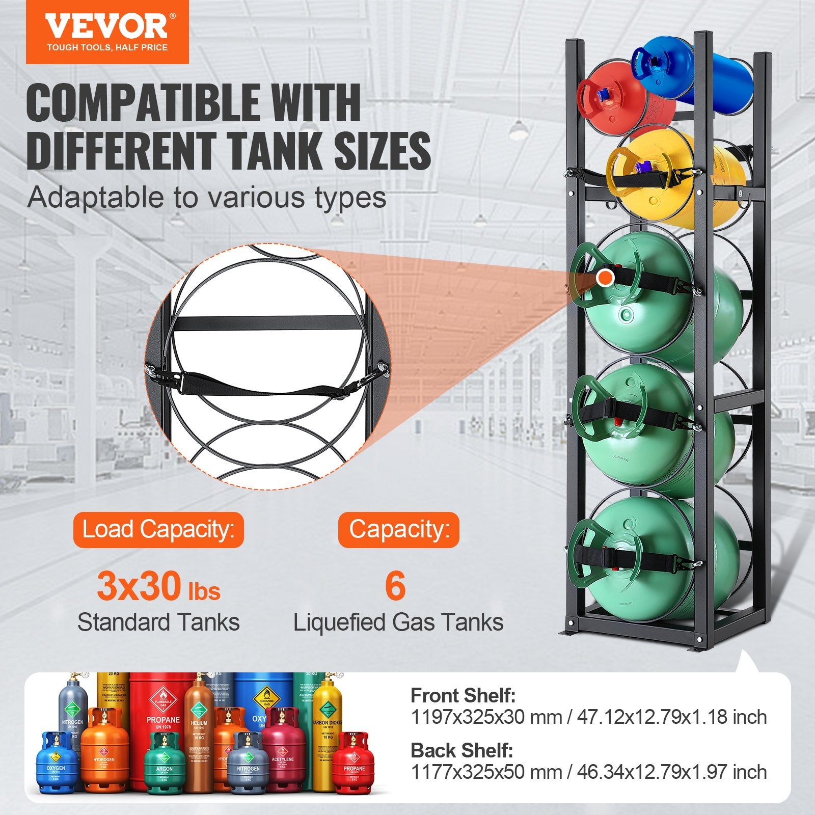 Refrigerant Cylinder Rack Carbon Steel 6 Tank Storage Holder