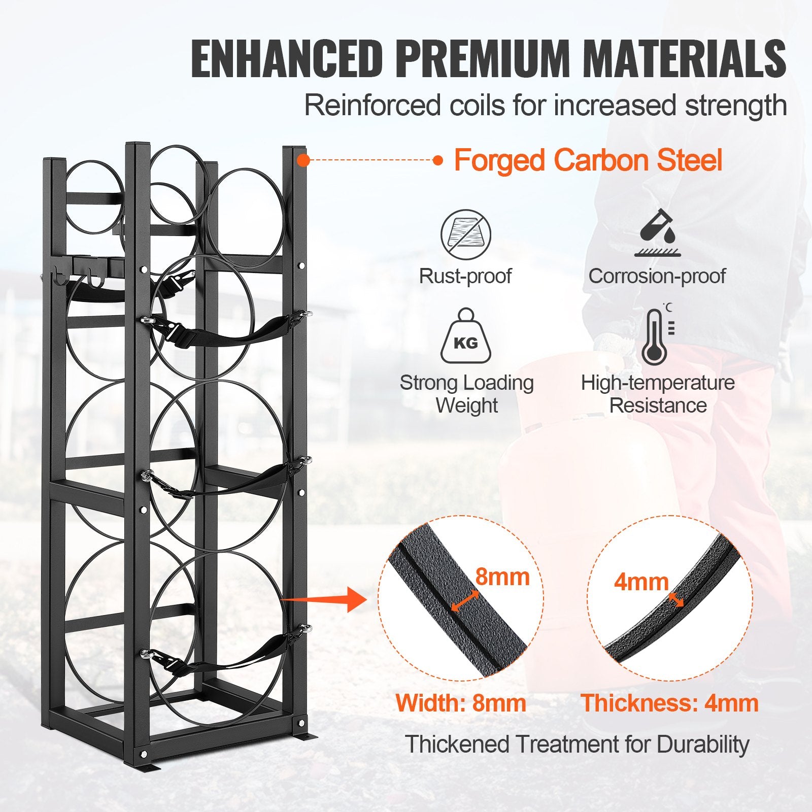 Refrigerant Cylinder Rack and Holders for 2 x 30lbs, 3 Small Tanks, Freon, Gases