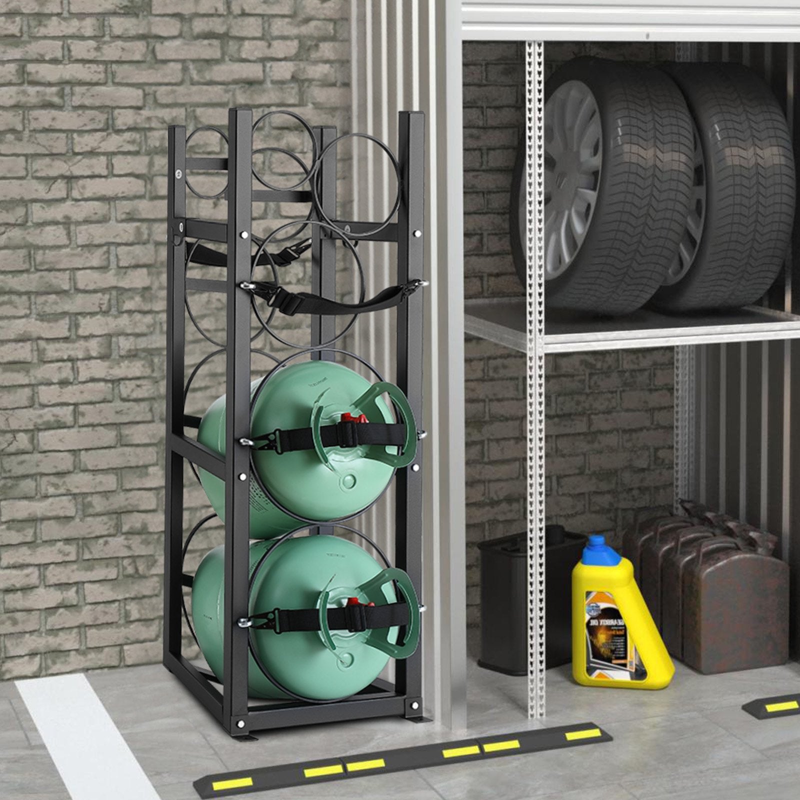 Refrigerant Cylinder Rack and Holders for 2 x 30lbs, 3 Small Tanks, Freon, Gases